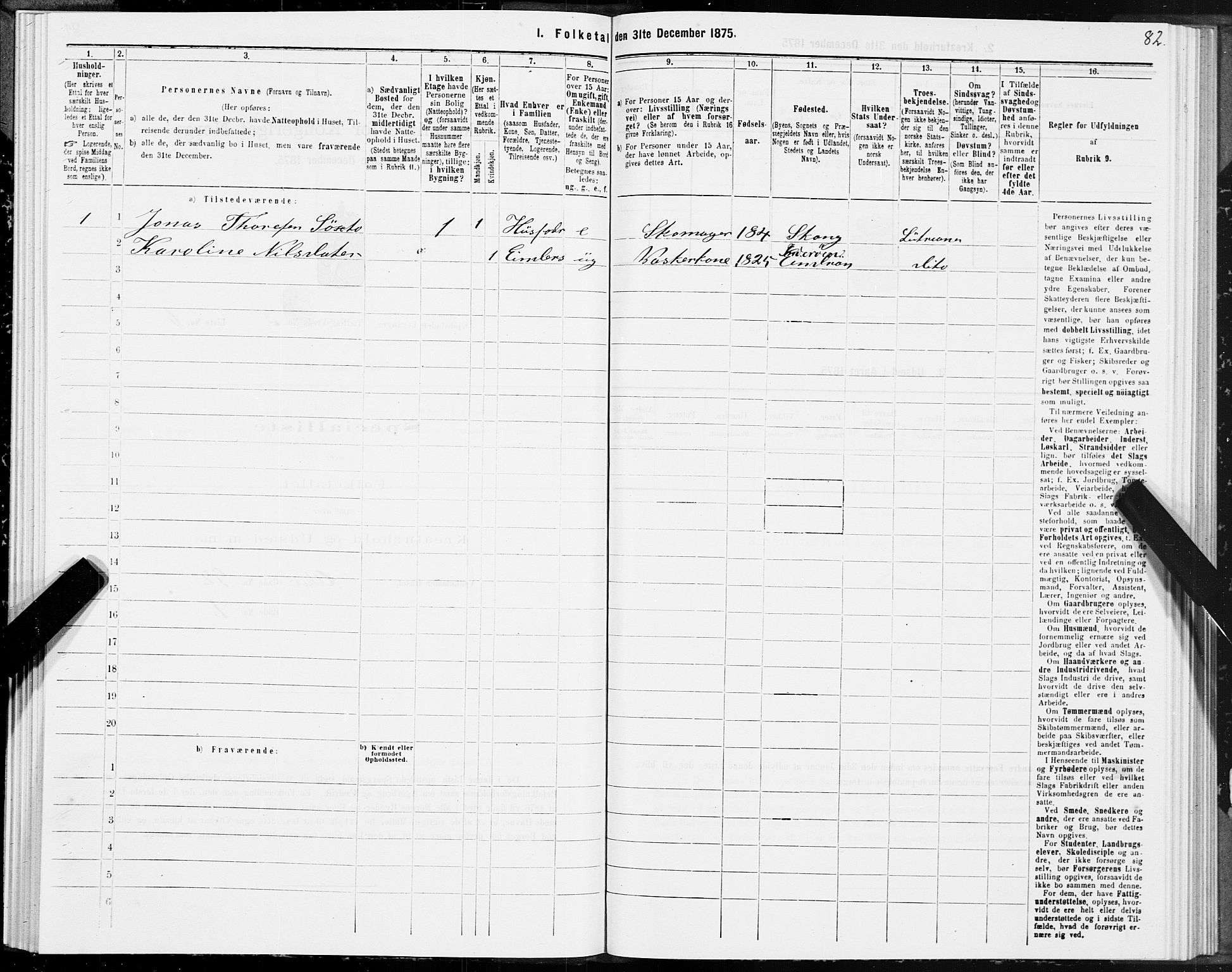 SAT, 1875 census for 1701B Levanger/Levanger, 1875, p. 82