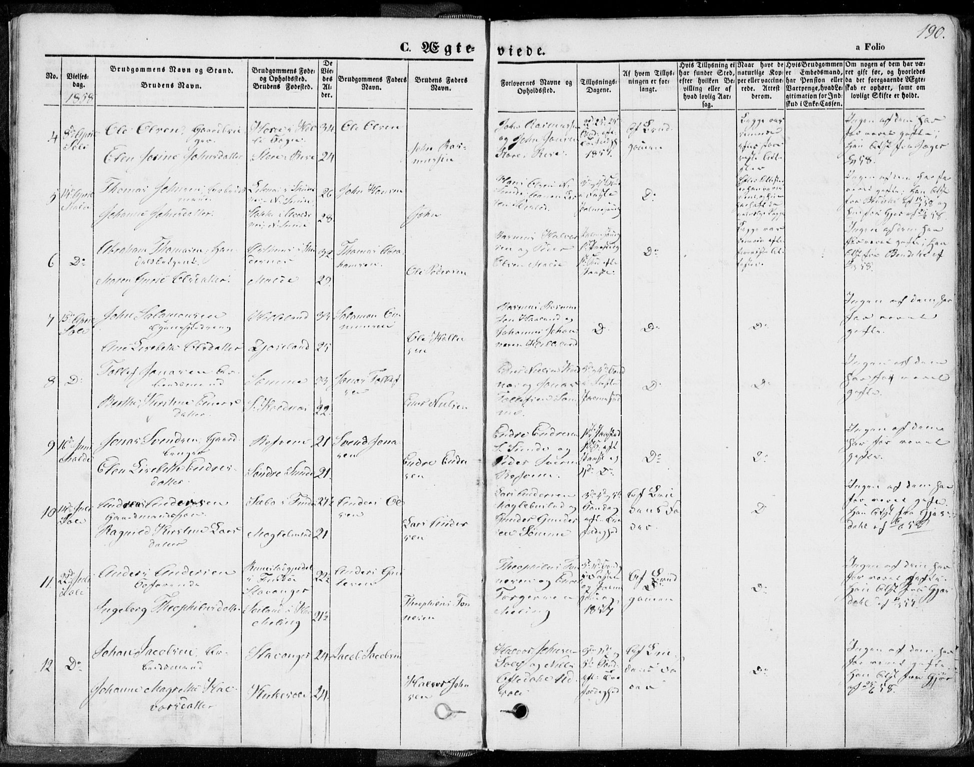 Håland sokneprestkontor, AV/SAST-A-101802/001/30BA/L0008: Parish register (official) no. A 7.2, 1854-1870, p. 190