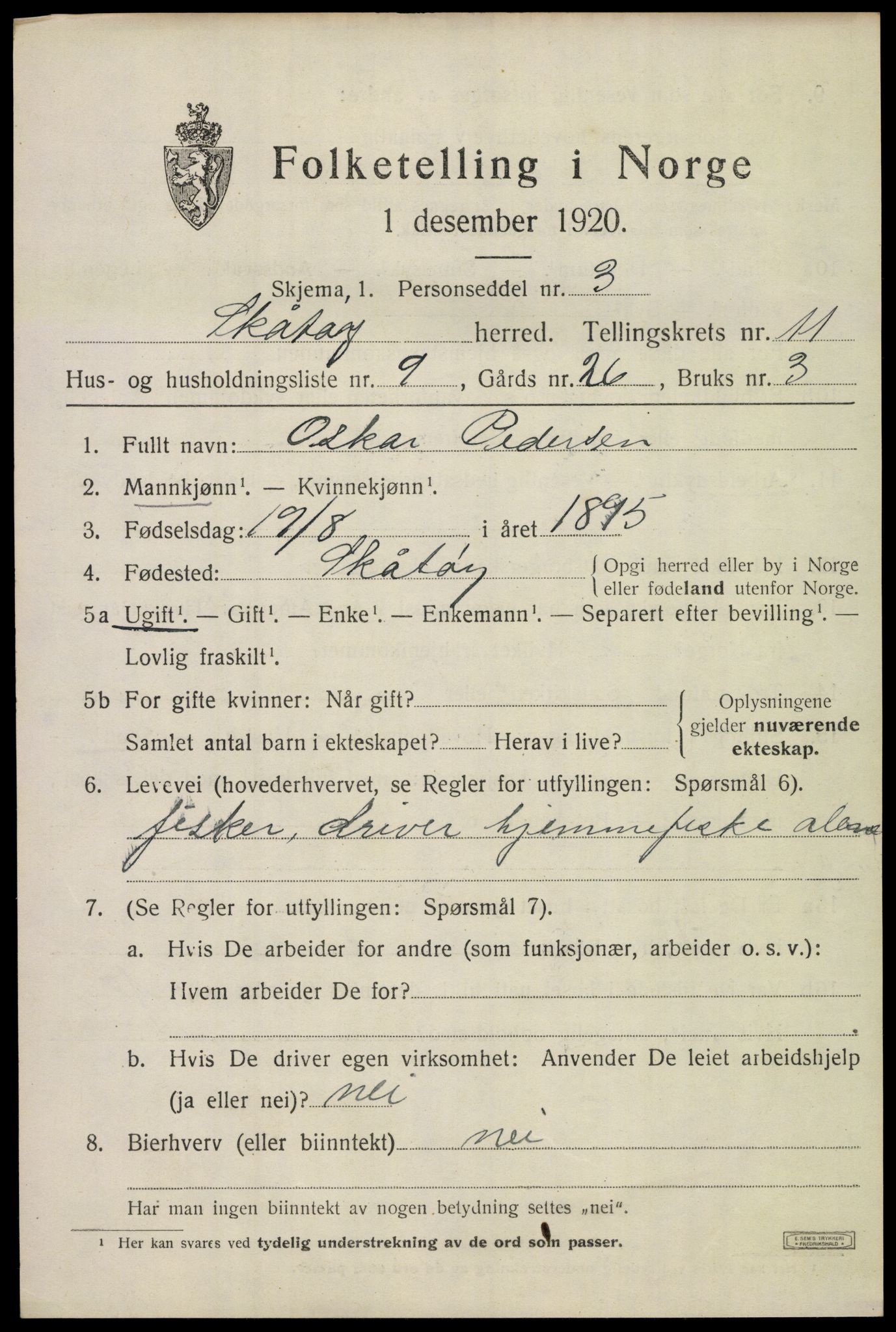 SAKO, 1920 census for Skåtøy, 1920, p. 7810