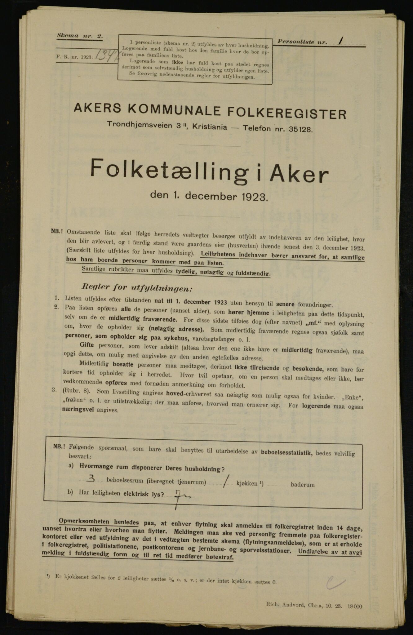 , Municipal Census 1923 for Aker, 1923, p. 44368