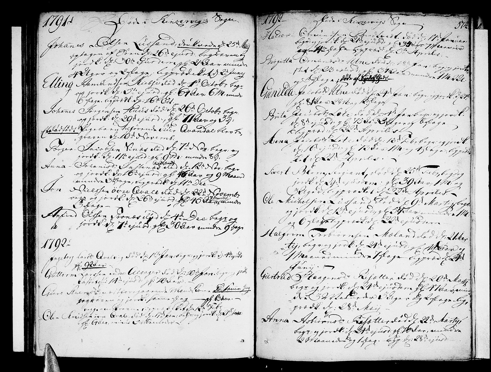 Ullensvang sokneprestembete, AV/SAB-A-78701/H/Haa: Parish register (official) no. A 7 /2, 1788-1804, p. 573-574