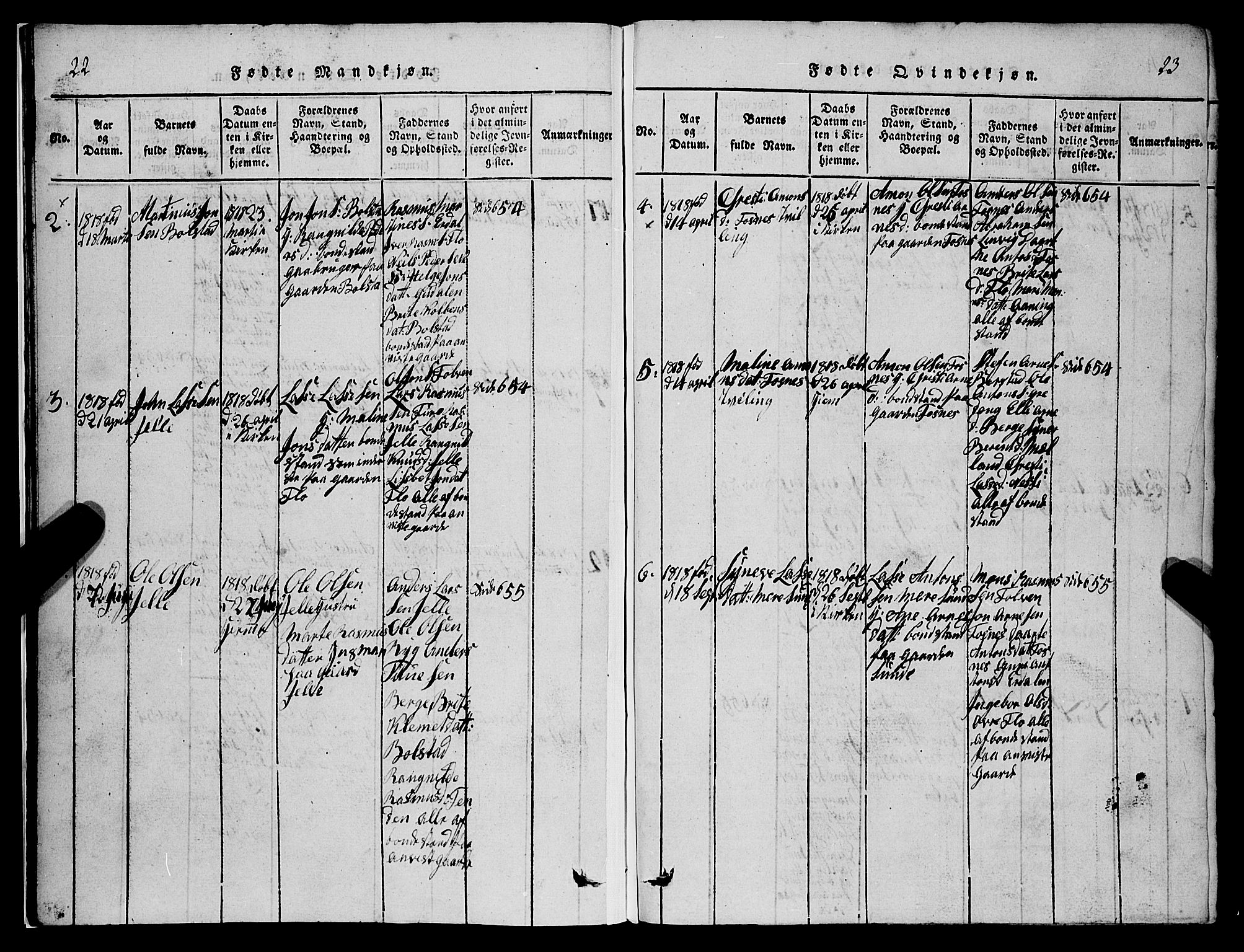 Stryn Sokneprestembete, SAB/A-82501: Parish register (copy) no. C 1, 1801-1845, p. 22-23
