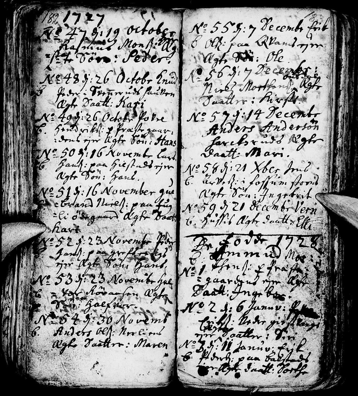 Nes prestekontor, Hedmark, AV/SAH-PREST-020/L/La/L0001: Parish register (copy) no. 1, 1663-1784, p. 182-183