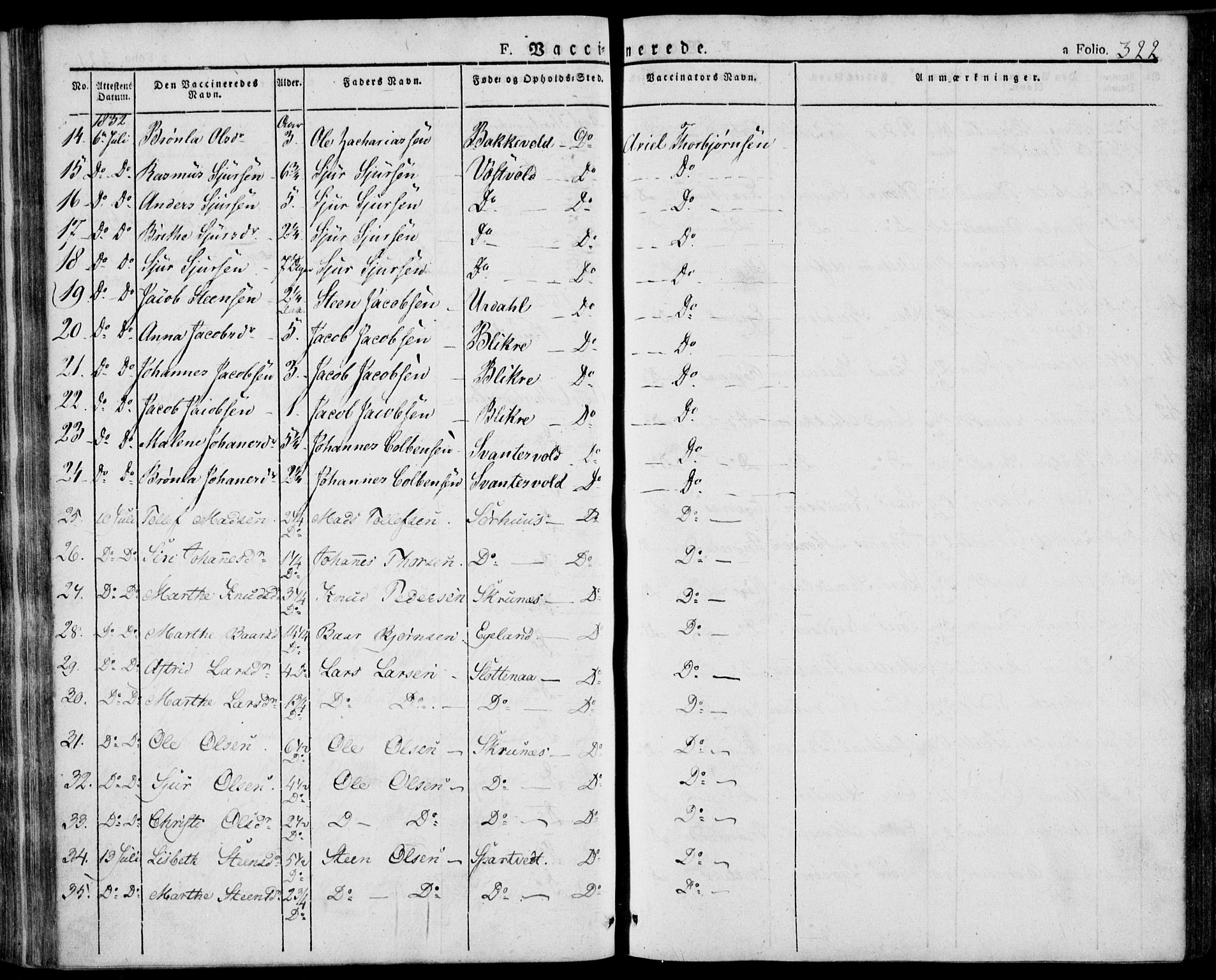 Skjold sokneprestkontor, AV/SAST-A-101847/H/Ha/Haa/L0005: Parish register (official) no. A 5, 1830-1856, p. 322