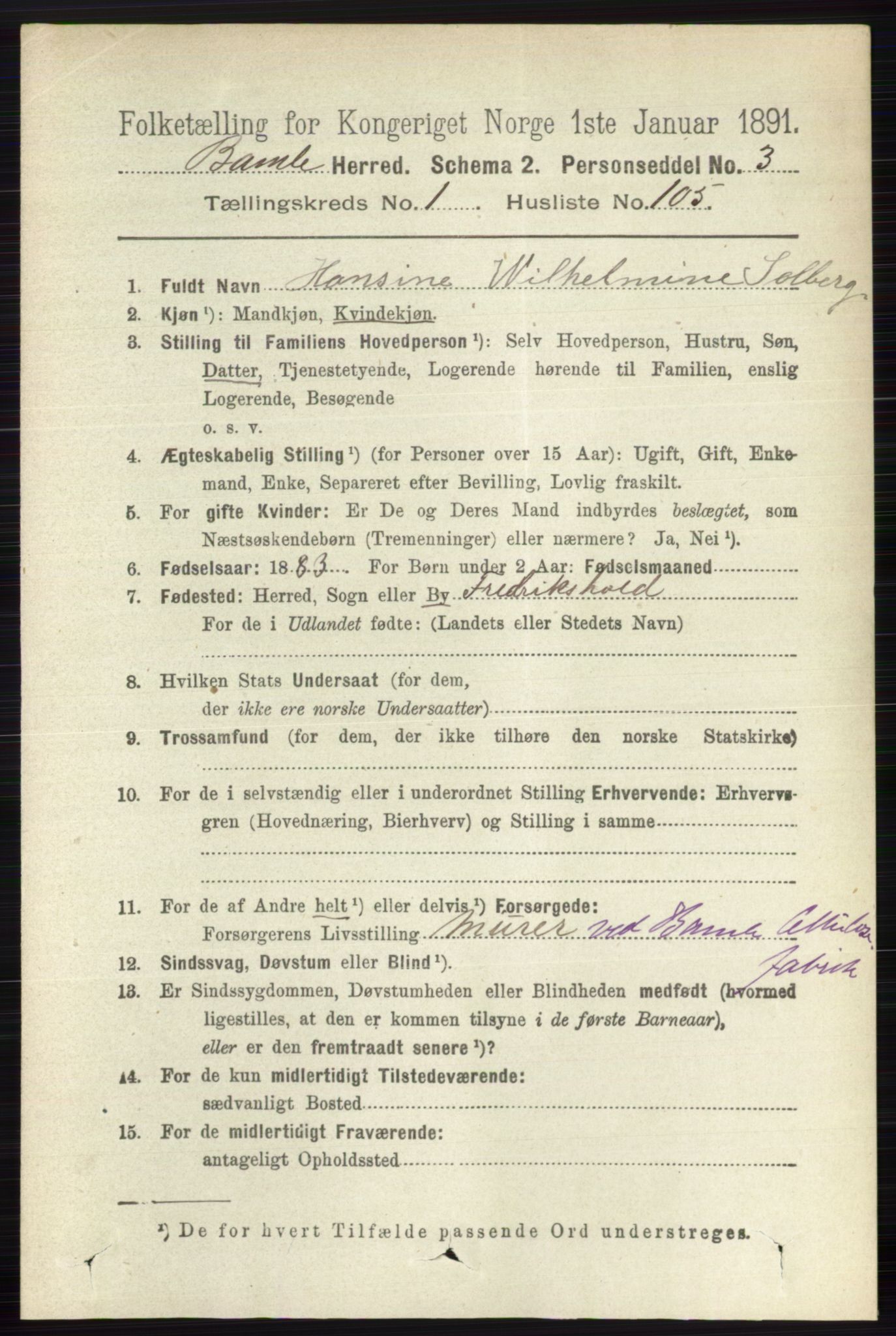 RA, 1891 census for 0814 Bamble, 1891, p. 934