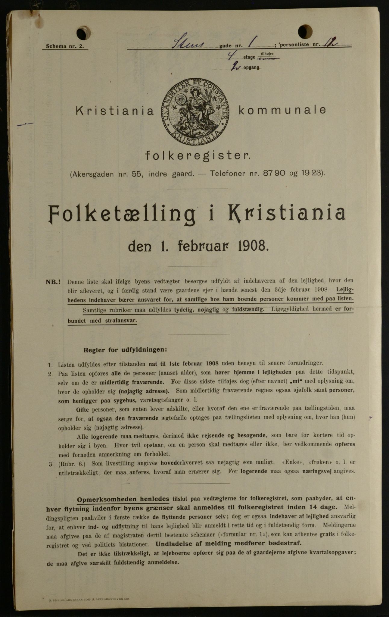 OBA, Municipal Census 1908 for Kristiania, 1908, p. 91483