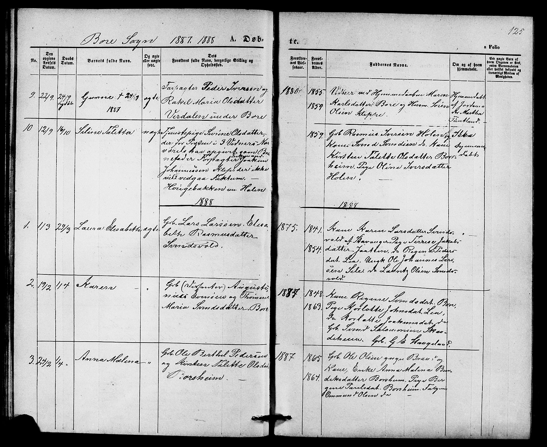 Klepp sokneprestkontor, SAST/A-101803/001/3/30BB/L0003: Parish register (copy) no. B 3, 1876-1888, p. 125