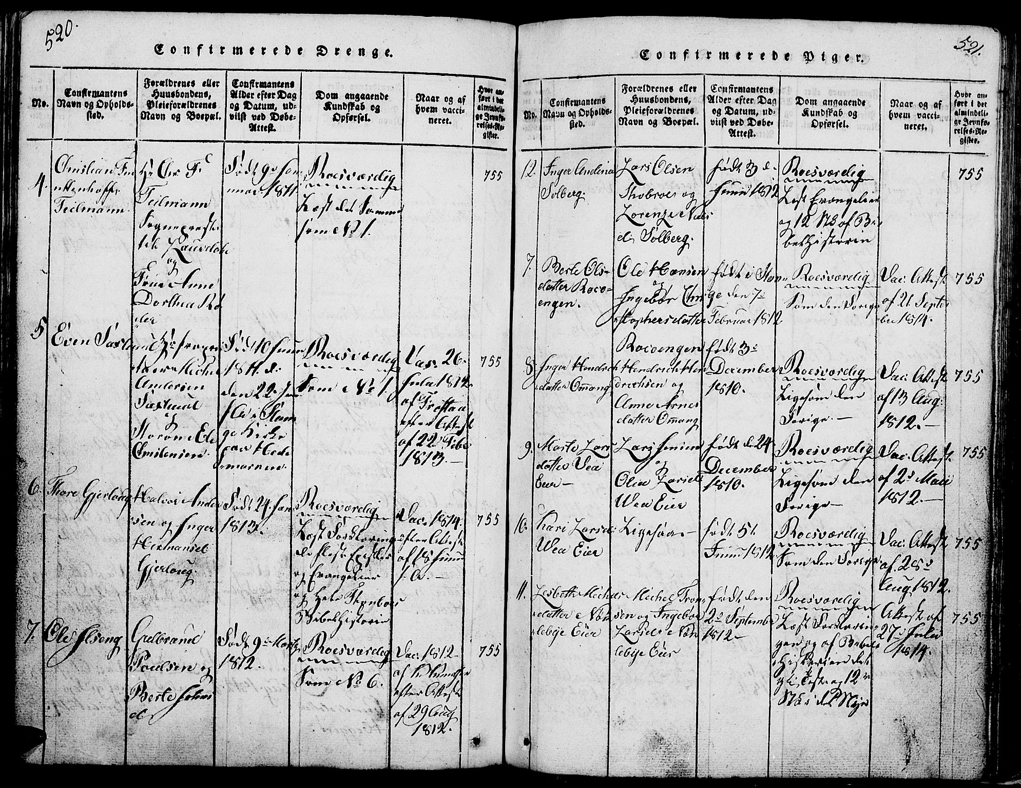 Løten prestekontor, SAH/PREST-022/L/La/L0001: Parish register (copy) no. 1, 1812-1832, p. 520-521