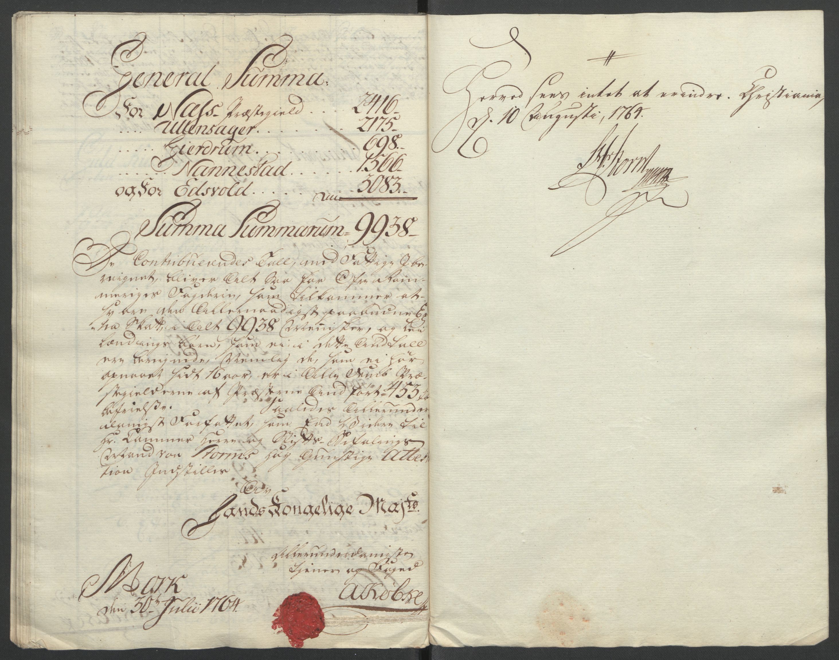 Rentekammeret inntil 1814, Reviderte regnskaper, Fogderegnskap, RA/EA-4092/R12/L0804: Ekstraskatten Øvre Romerike, 1764, p. 280