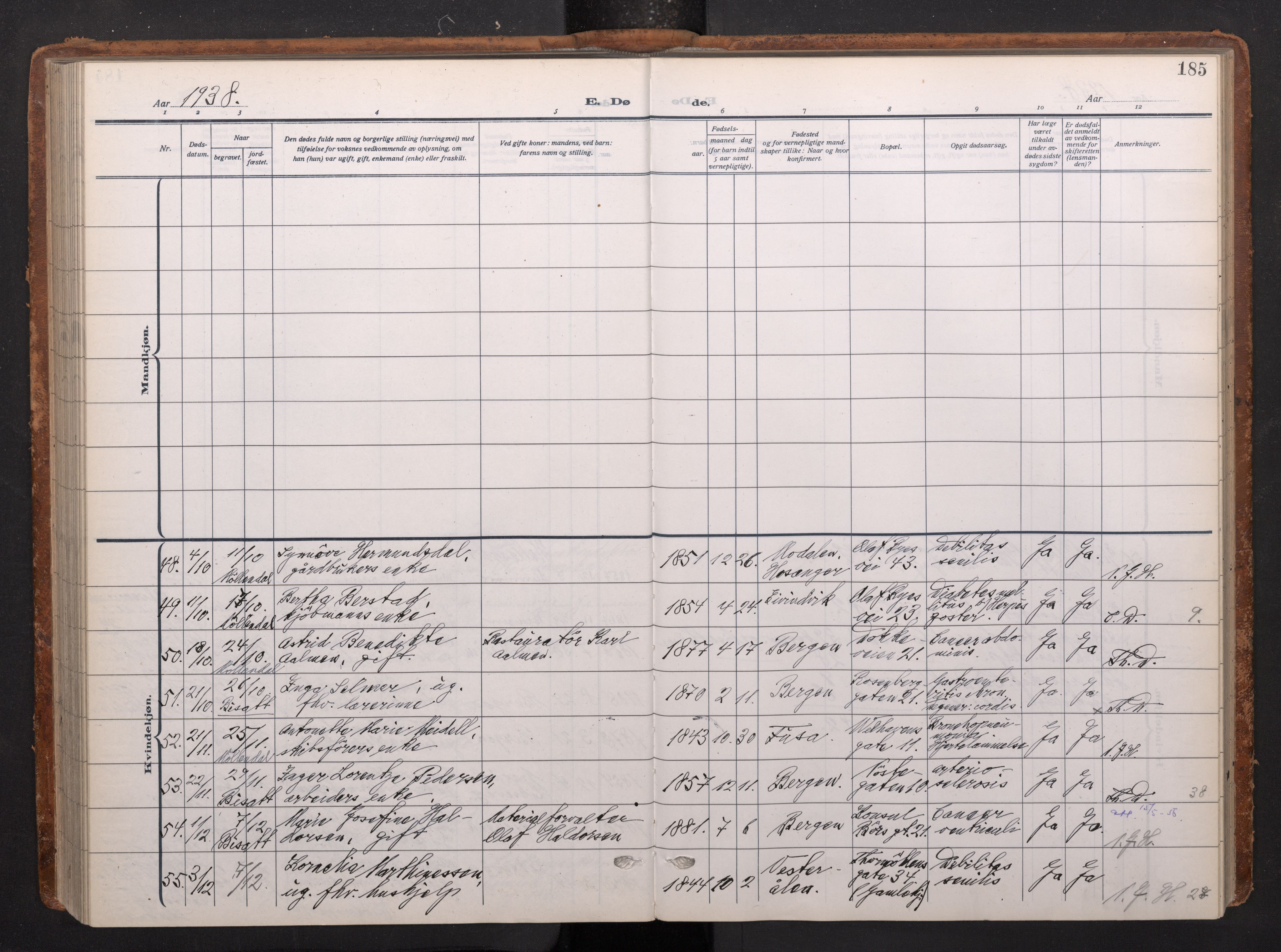 Johanneskirken sokneprestembete, AV/SAB-A-76001/H/Haa/L0020: Parish register (official) no. E 2, 1916-1951, p. 185