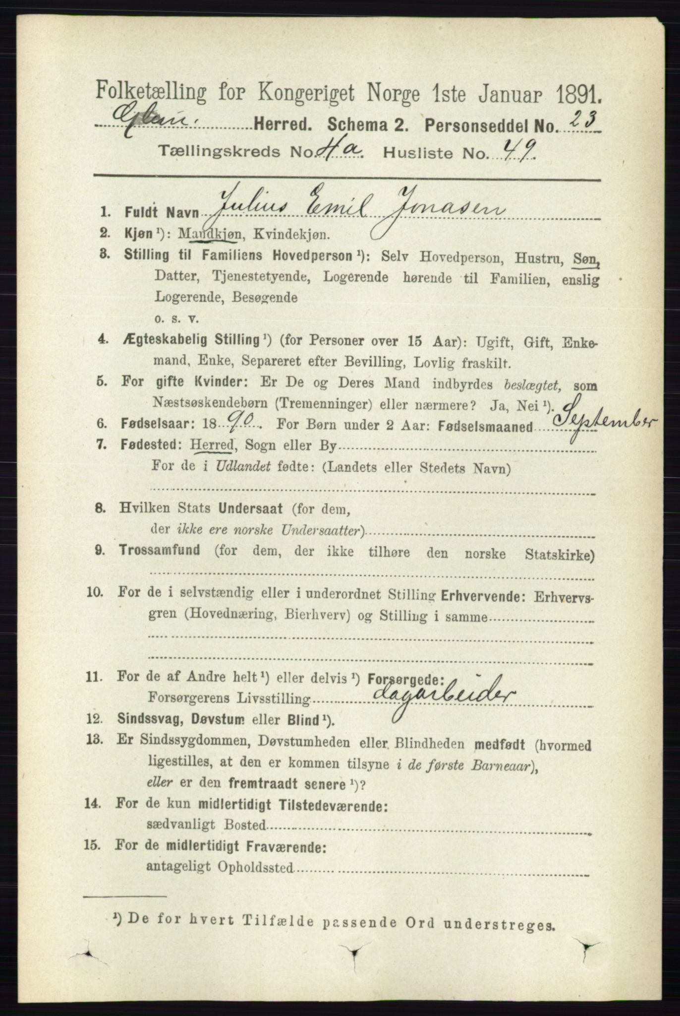 RA, 1891 census for 0132 Glemmen, 1891, p. 3948