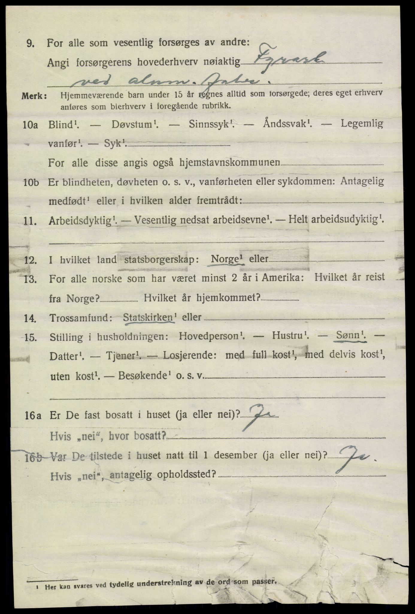 SAK, 1920 census for Vennesla, 1920, p. 1831