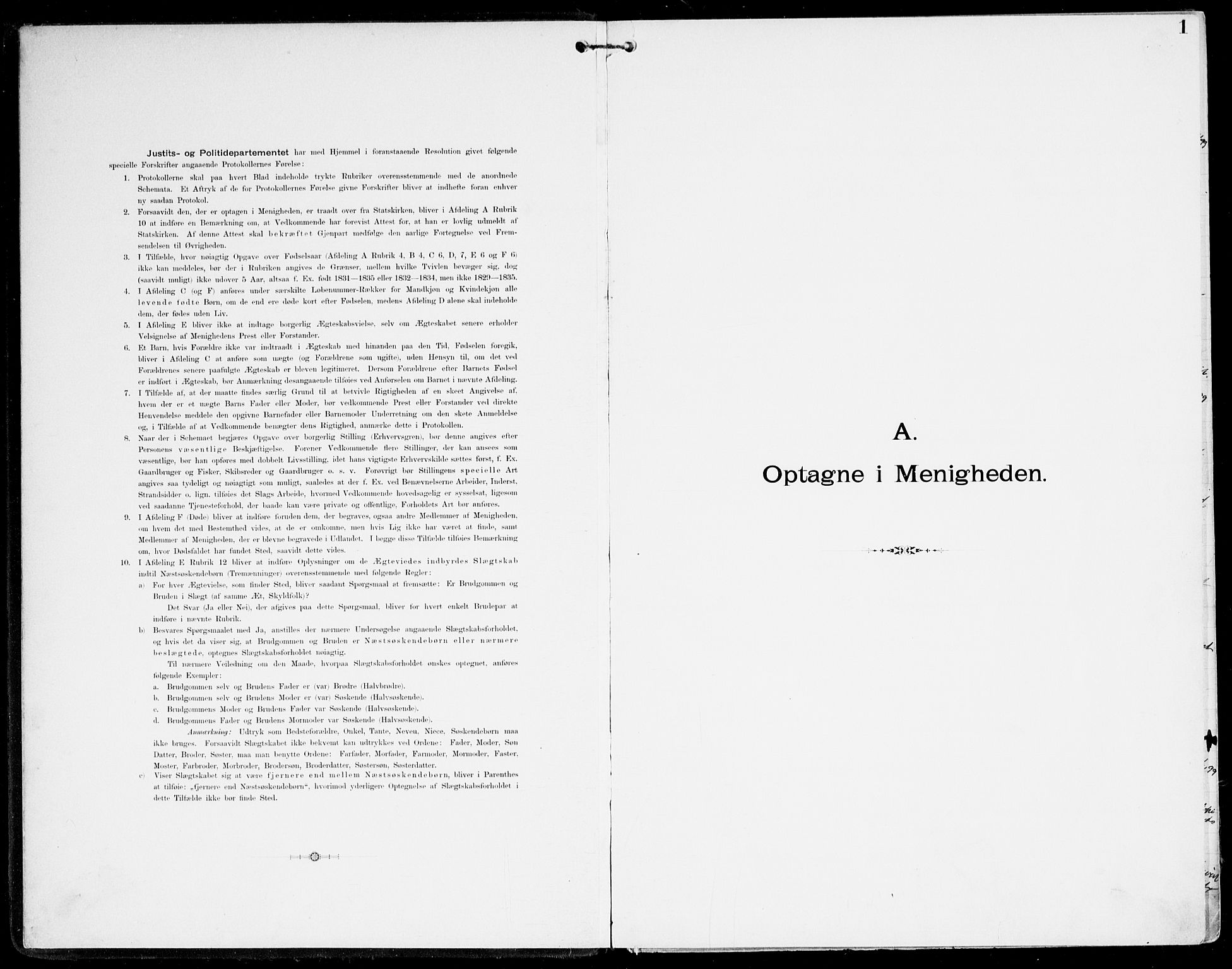 Den evangelisk-lutherske frikirke, Kristiansand, SAK/1292-0017/F/Fa/L0003: Dissenter register no. F 11, 1892-1925, p. 1