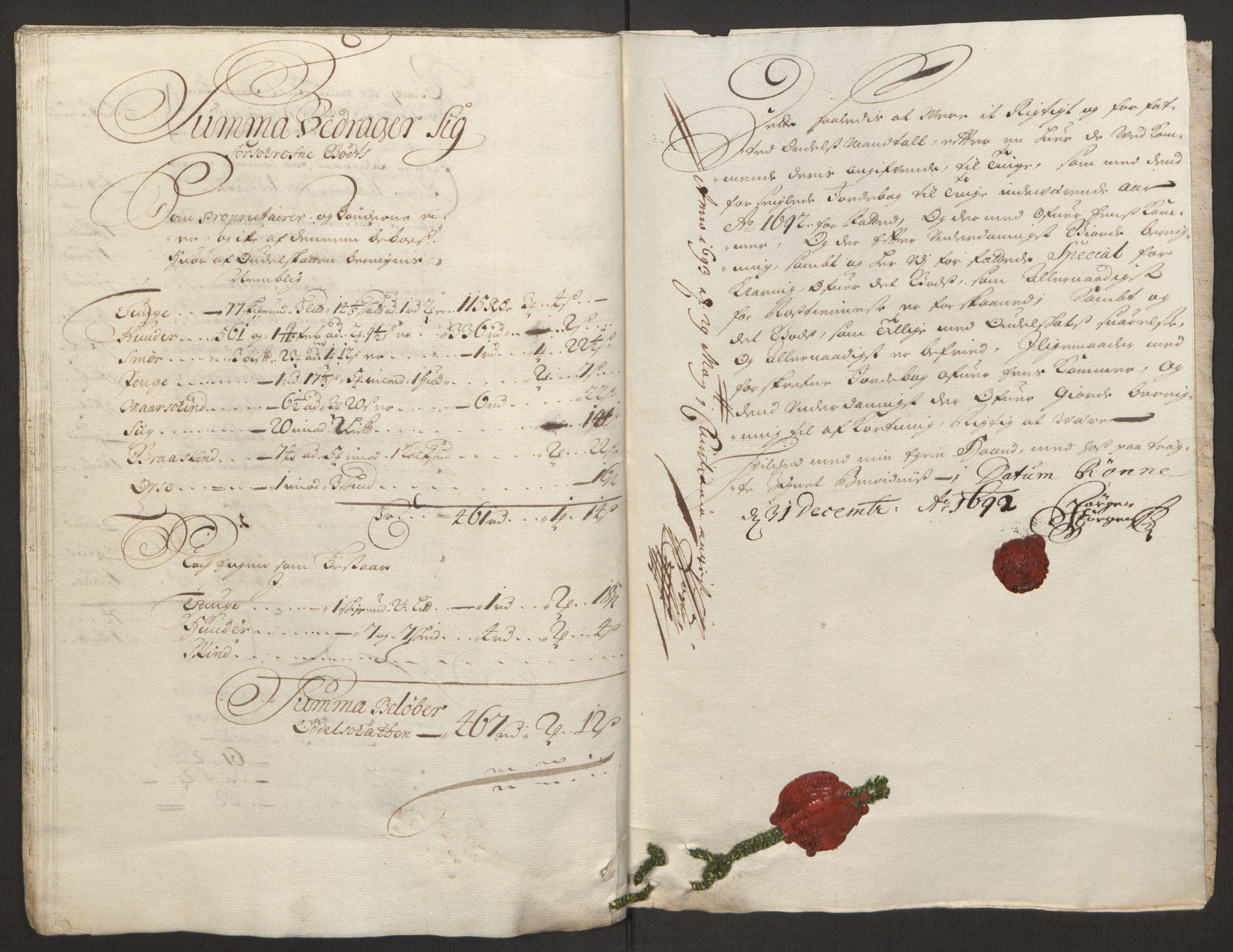 Rentekammeret inntil 1814, Reviderte regnskaper, Fogderegnskap, AV/RA-EA-4092/R13/L0830: Fogderegnskap Solør, Odal og Østerdal, 1692, p. 408