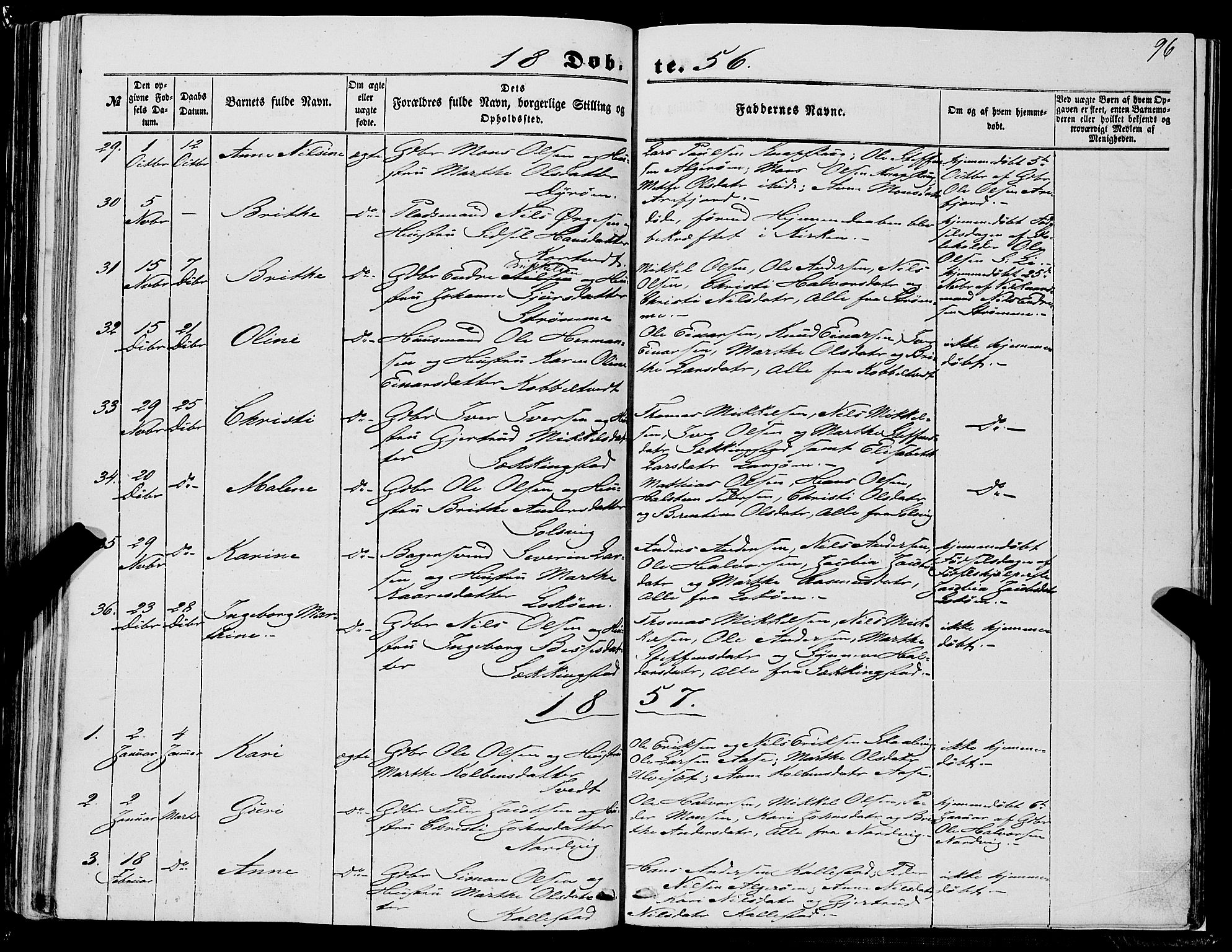 Fjell sokneprestembete, SAB/A-75301/H/Haa: Parish register (official) no. A 2, 1847-1864, p. 96