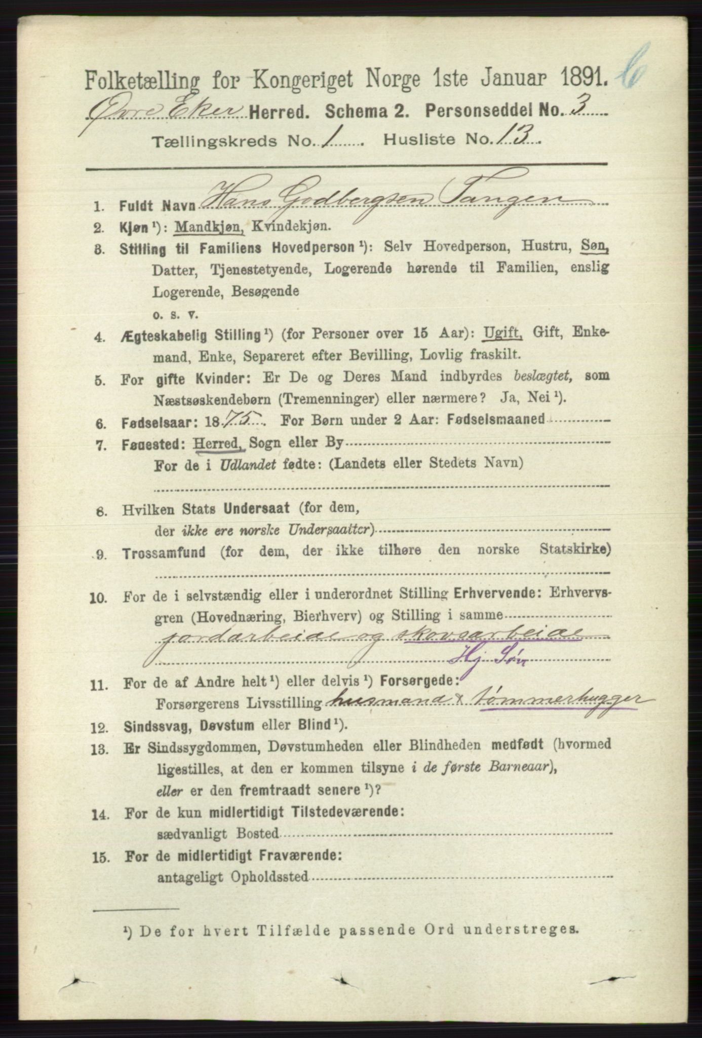 RA, 1891 census for 0624 Øvre Eiker, 1891, p. 7891