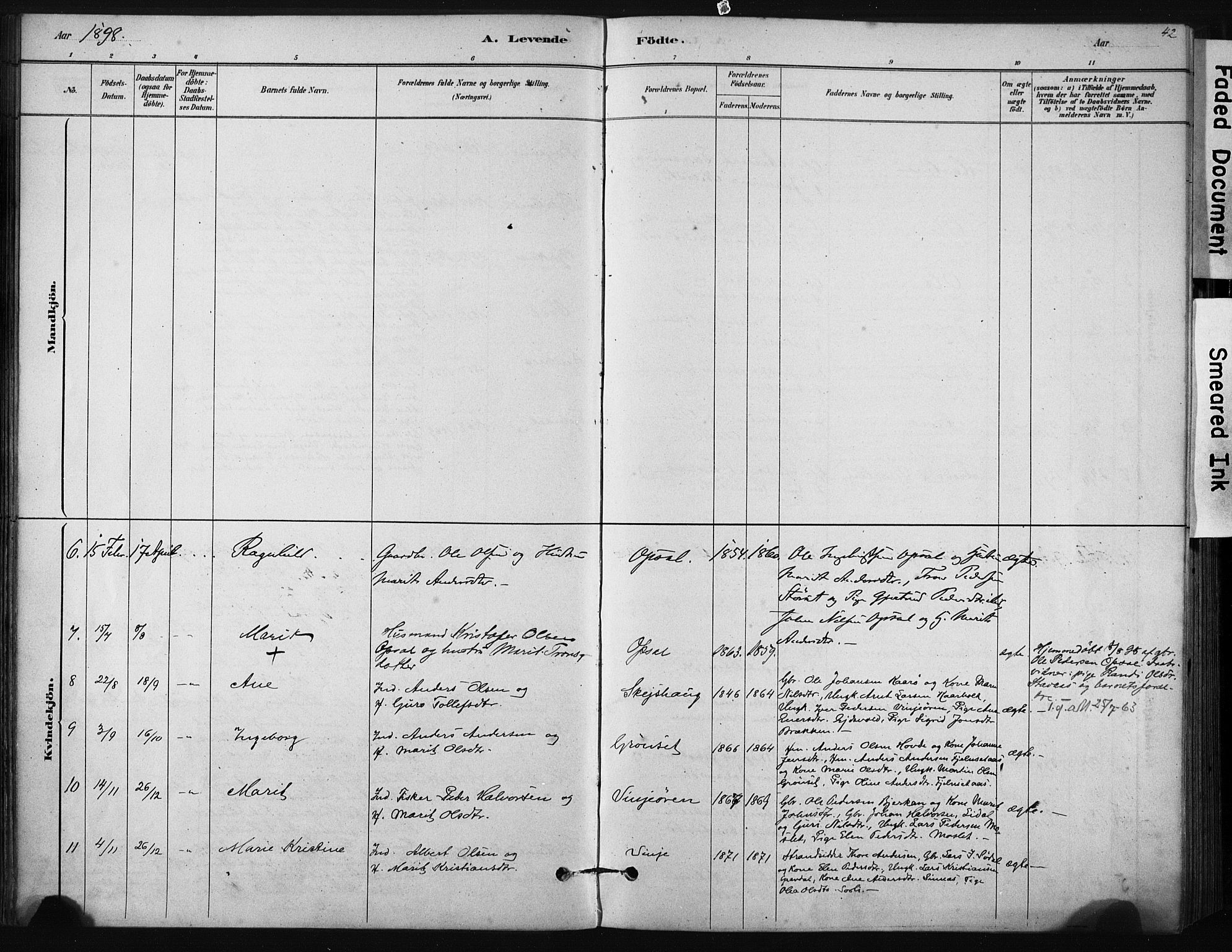 Ministerialprotokoller, klokkerbøker og fødselsregistre - Sør-Trøndelag, SAT/A-1456/631/L0512: Parish register (official) no. 631A01, 1879-1912, p. 42