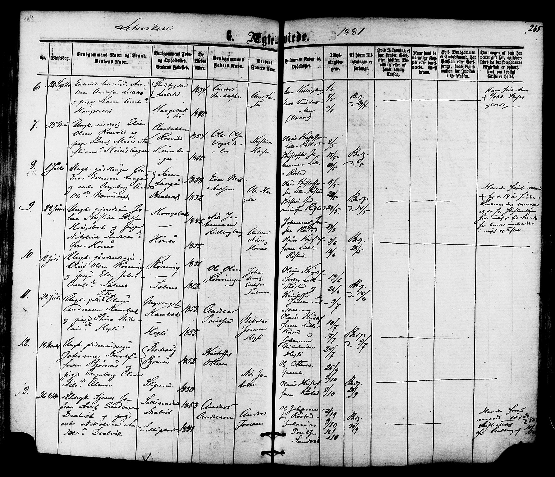 Ministerialprotokoller, klokkerbøker og fødselsregistre - Nord-Trøndelag, SAT/A-1458/701/L0009: Parish register (official) no. 701A09 /1, 1864-1882, p. 265
