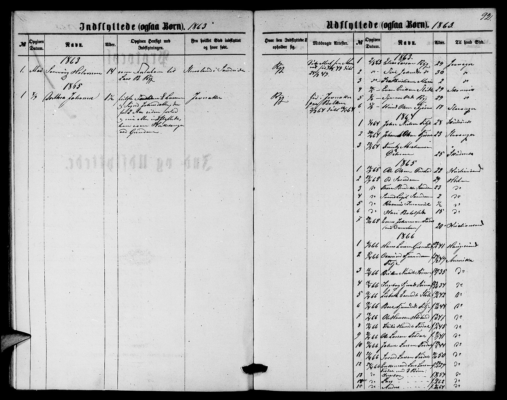 Etne sokneprestembete, SAB/A-75001/H/Hab: Parish register (copy) no. A 3, 1863-1873, p. 92