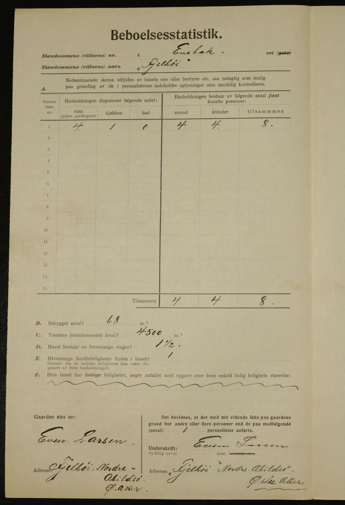 , Municipal Census 1923 for Aker, 1923, p. 38454