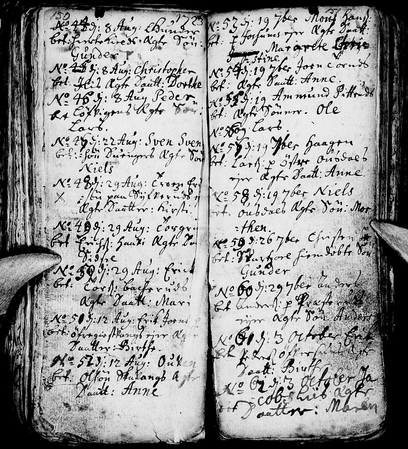 Nes prestekontor, Hedmark, AV/SAH-PREST-020/L/La/L0001: Parish register (copy) no. 1, 1663-1784, p. 150-151