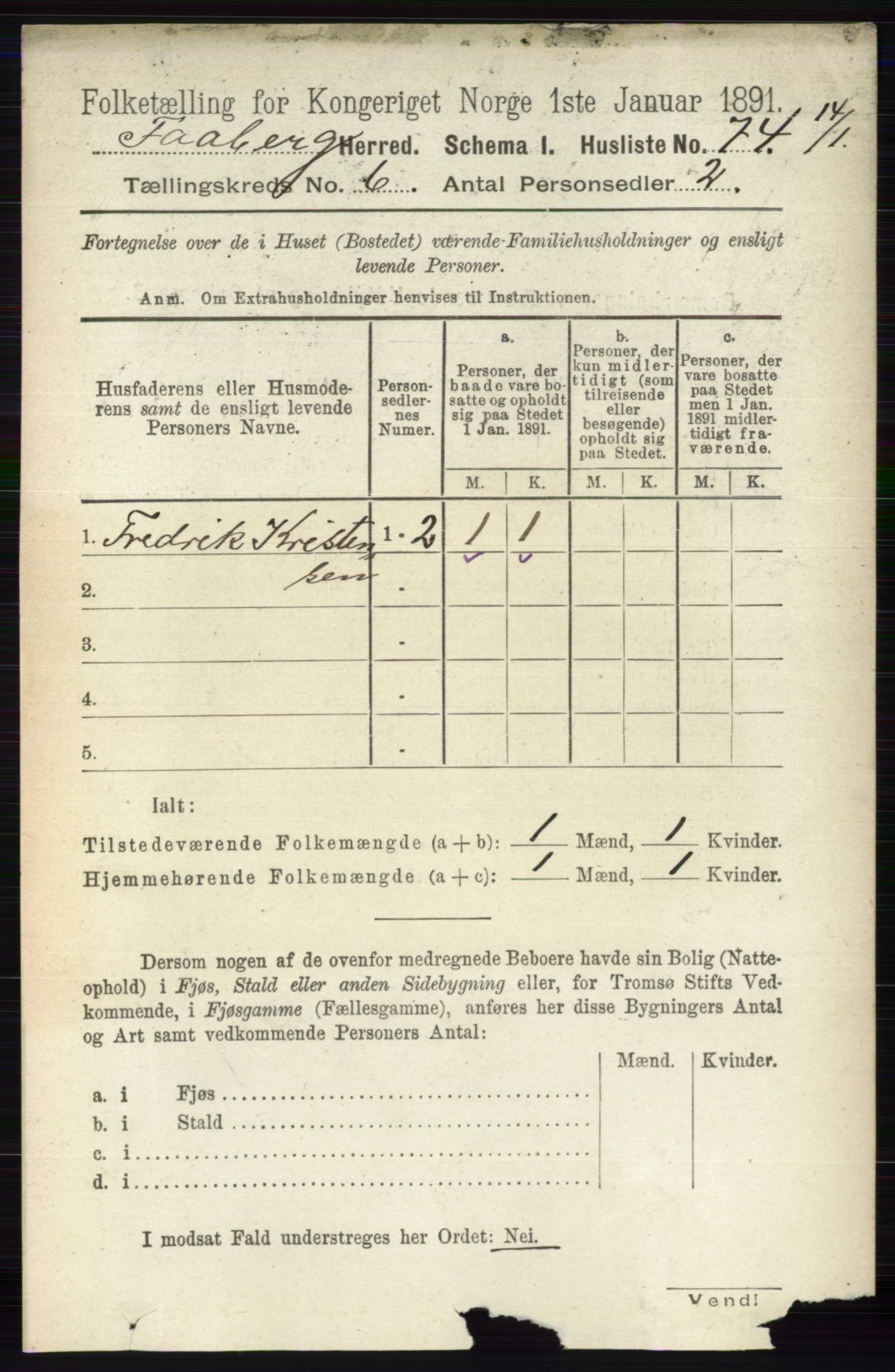 RA, 1891 census for 0524 Fåberg, 1891, p. 2216