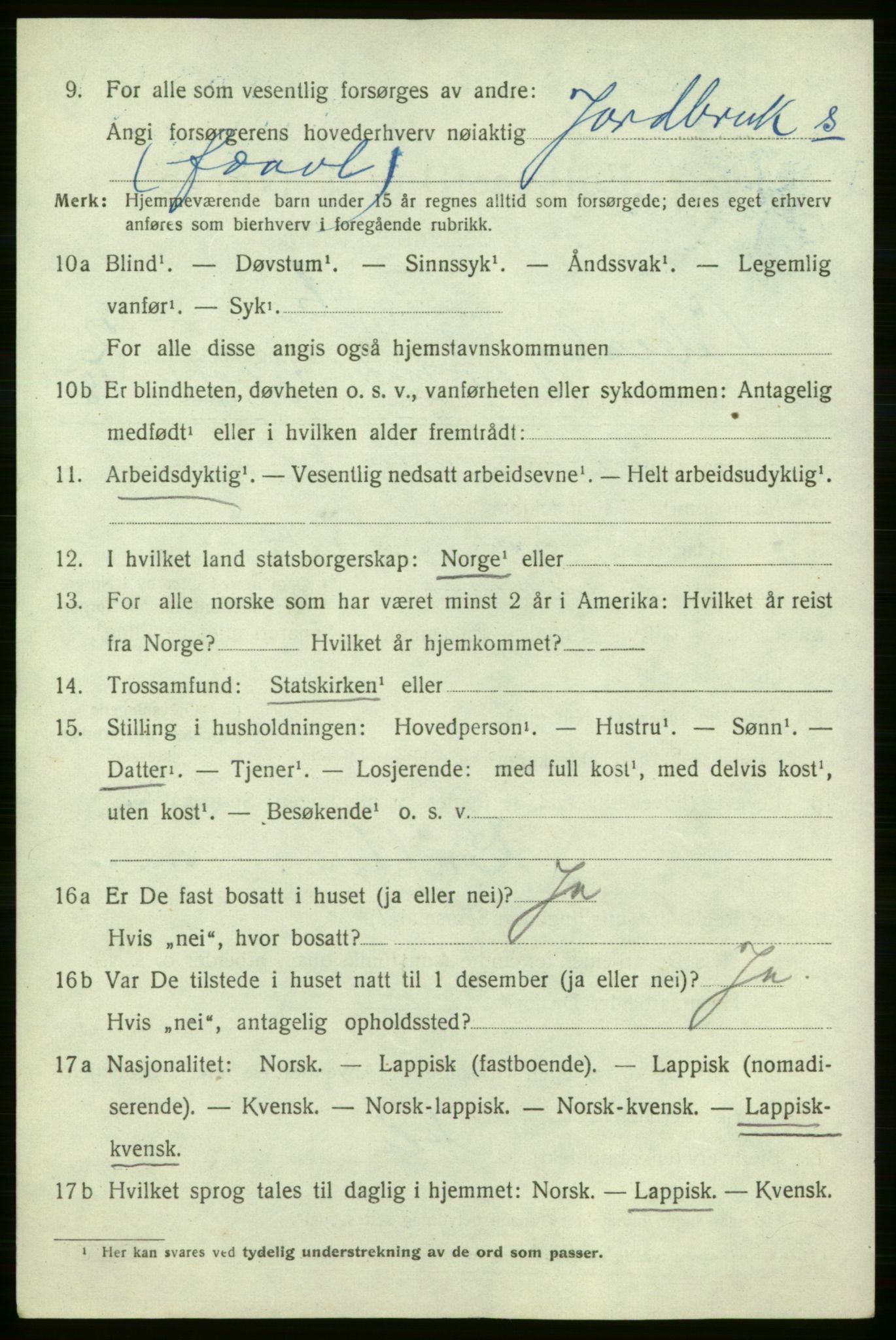 SATØ, 1920 census for Lebesby, 1920, p. 1242