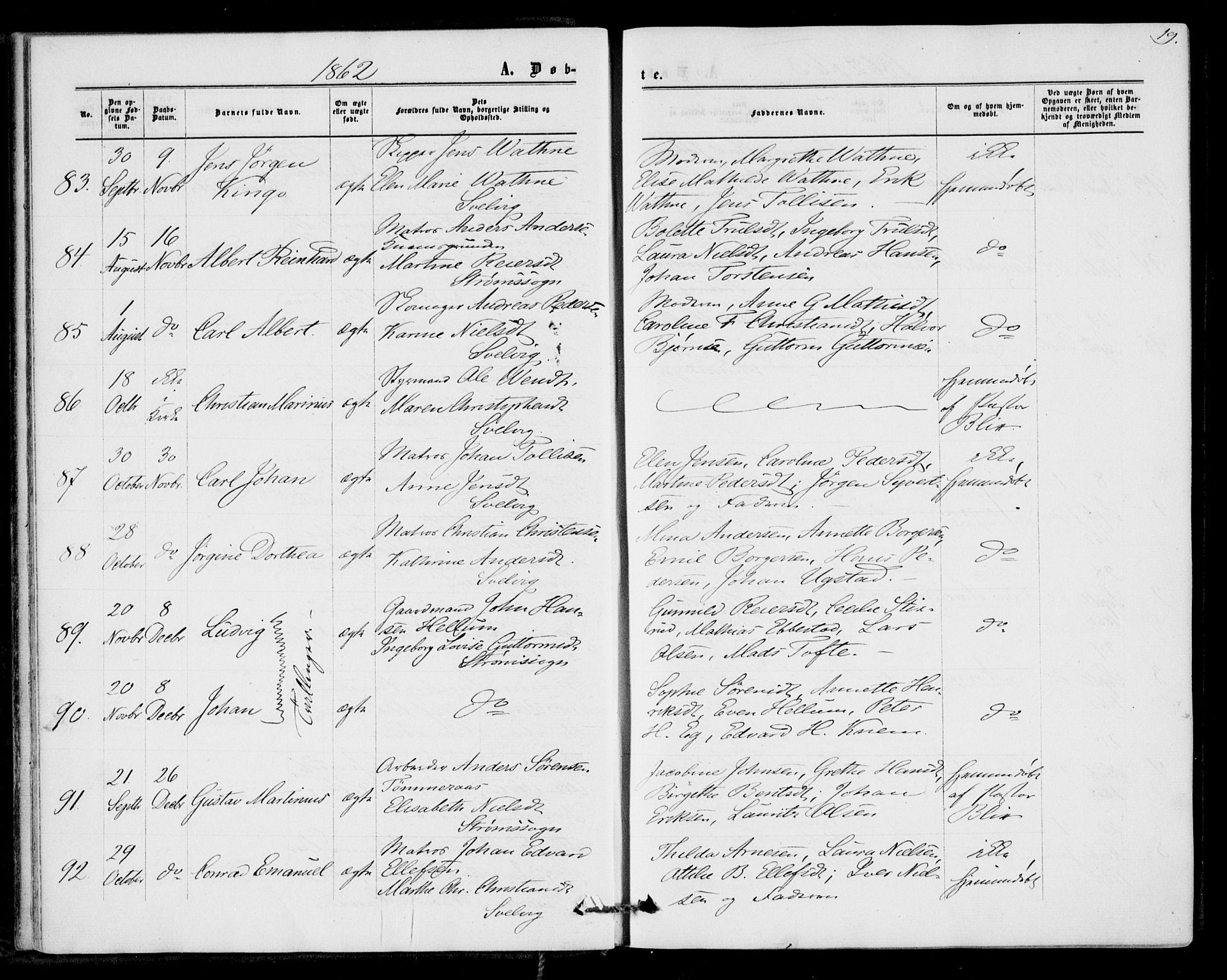 Strømm kirkebøker, SAKO/A-322/F/Fa/L0001: Parish register (official) no. I 1, 1861-1869, p. 19
