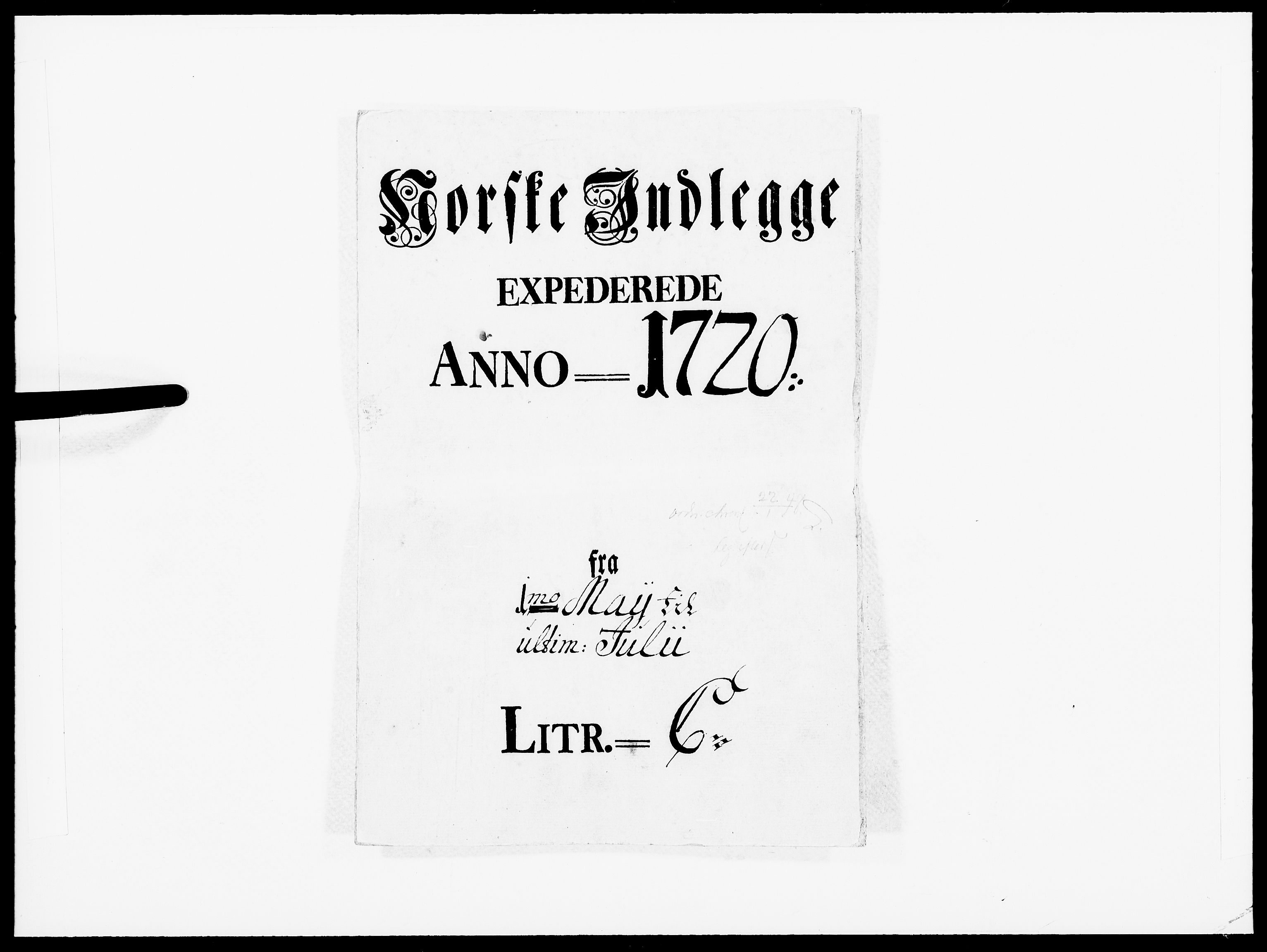 Danske Kanselli 1572-1799, AV/RA-EA-3023/F/Fc/Fcc/Fcca/L0087: Norske innlegg 1572-1799, 1720, p. 1