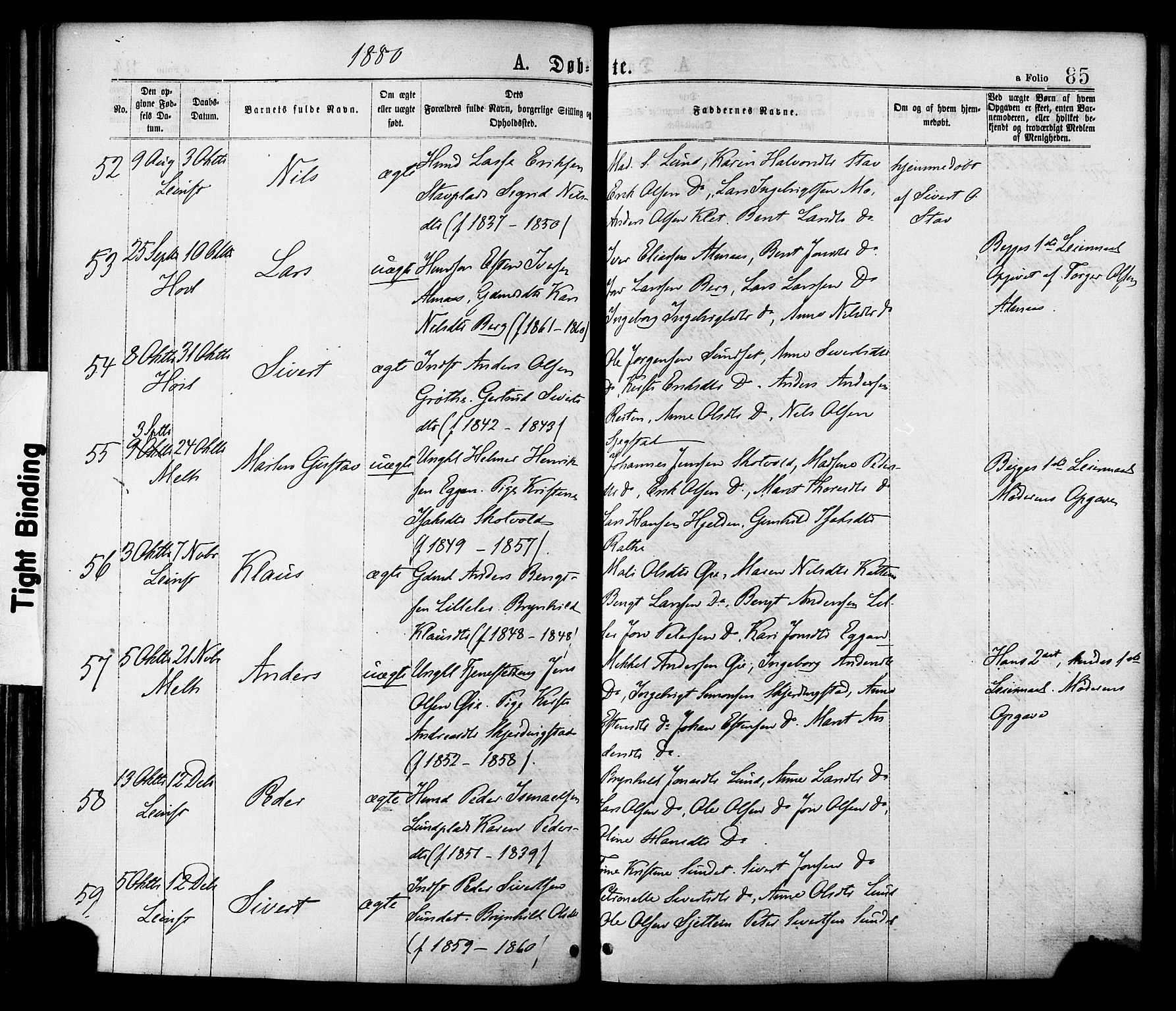 Ministerialprotokoller, klokkerbøker og fødselsregistre - Sør-Trøndelag, AV/SAT-A-1456/691/L1079: Parish register (official) no. 691A11, 1873-1886, p. 85