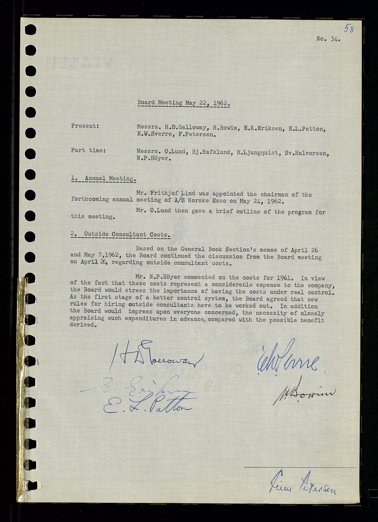 Pa 0982 - Esso Norge A/S, AV/SAST-A-100448/A/Aa/L0001/0003: Den administrerende direksjon Board minutes (styrereferater) / Den administrerende direksjon Board minutes (styrereferater), 1962, p. 58