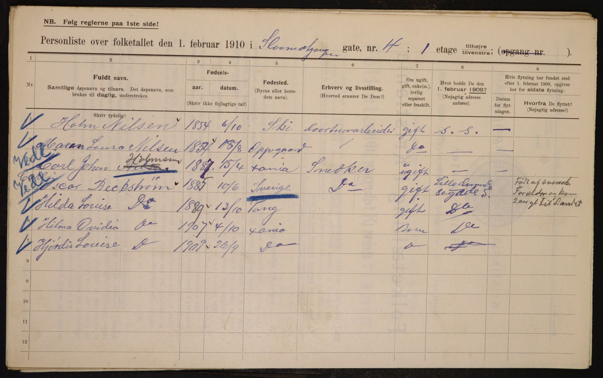 OBA, Municipal Census 1910 for Kristiania, 1910, p. 92439