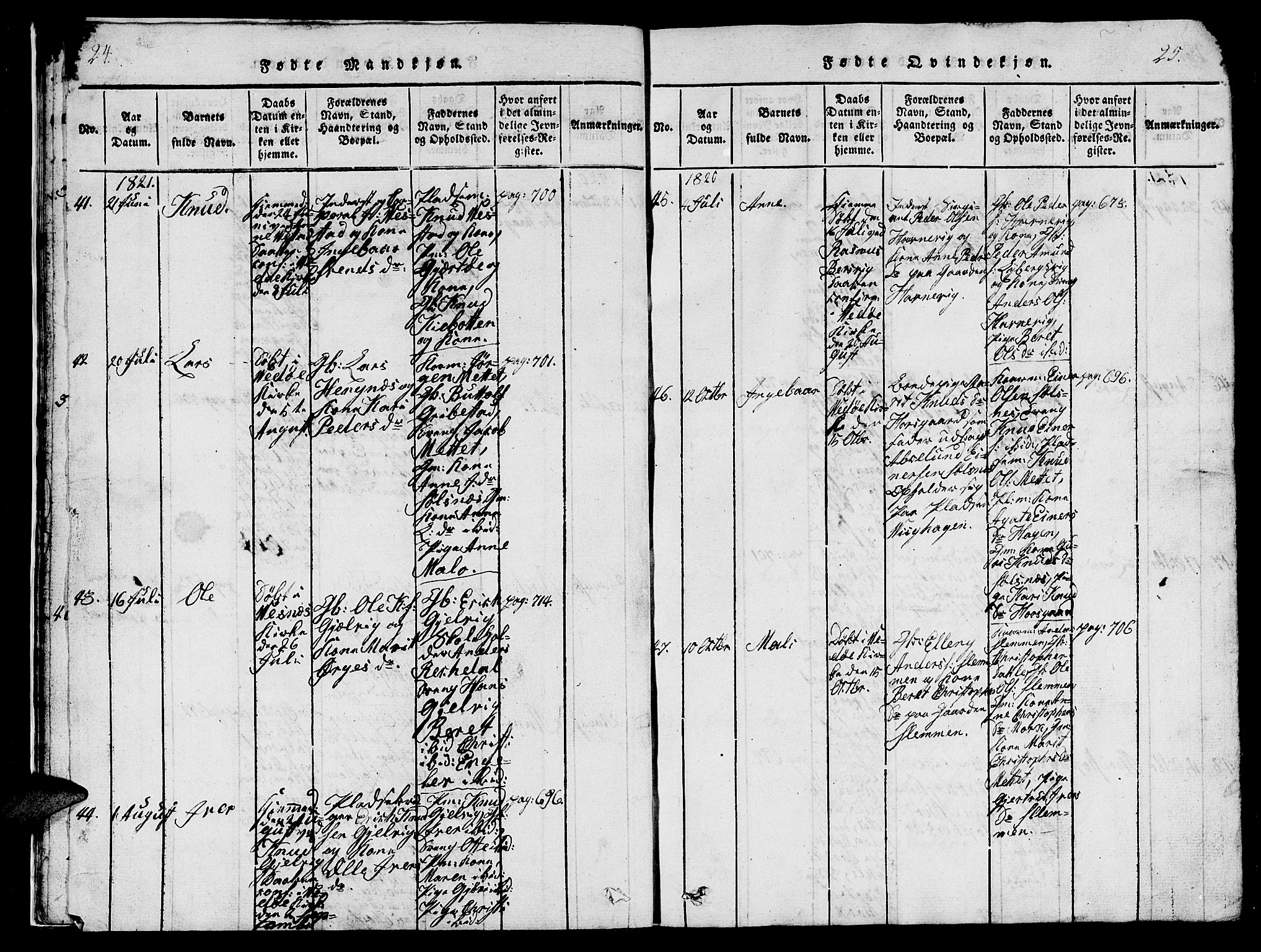 Ministerialprotokoller, klokkerbøker og fødselsregistre - Møre og Romsdal, AV/SAT-A-1454/547/L0610: Parish register (copy) no. 547C01, 1818-1839, p. 24-25