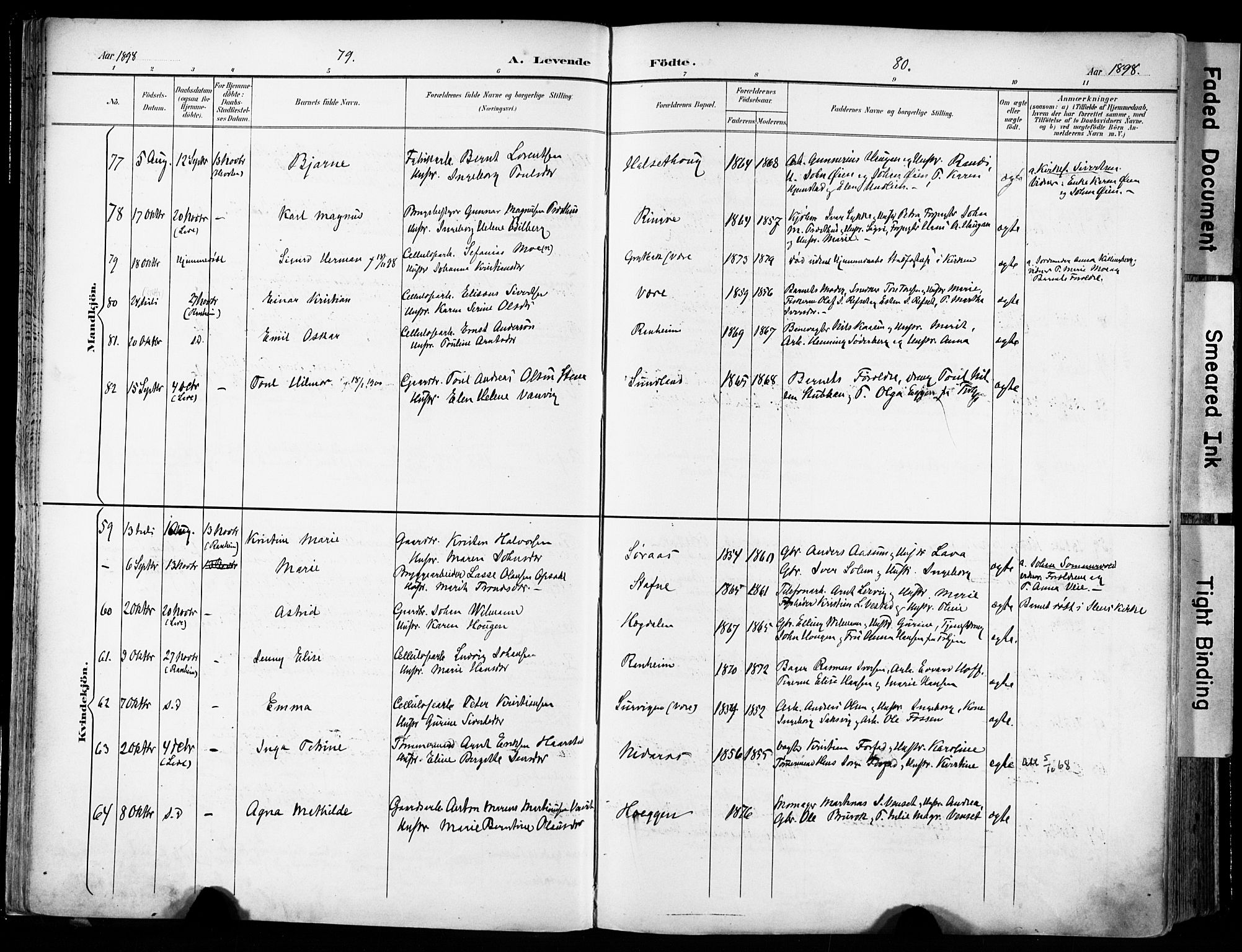Ministerialprotokoller, klokkerbøker og fødselsregistre - Sør-Trøndelag, SAT/A-1456/606/L0301: Parish register (official) no. 606A16, 1894-1907, p. 79-80