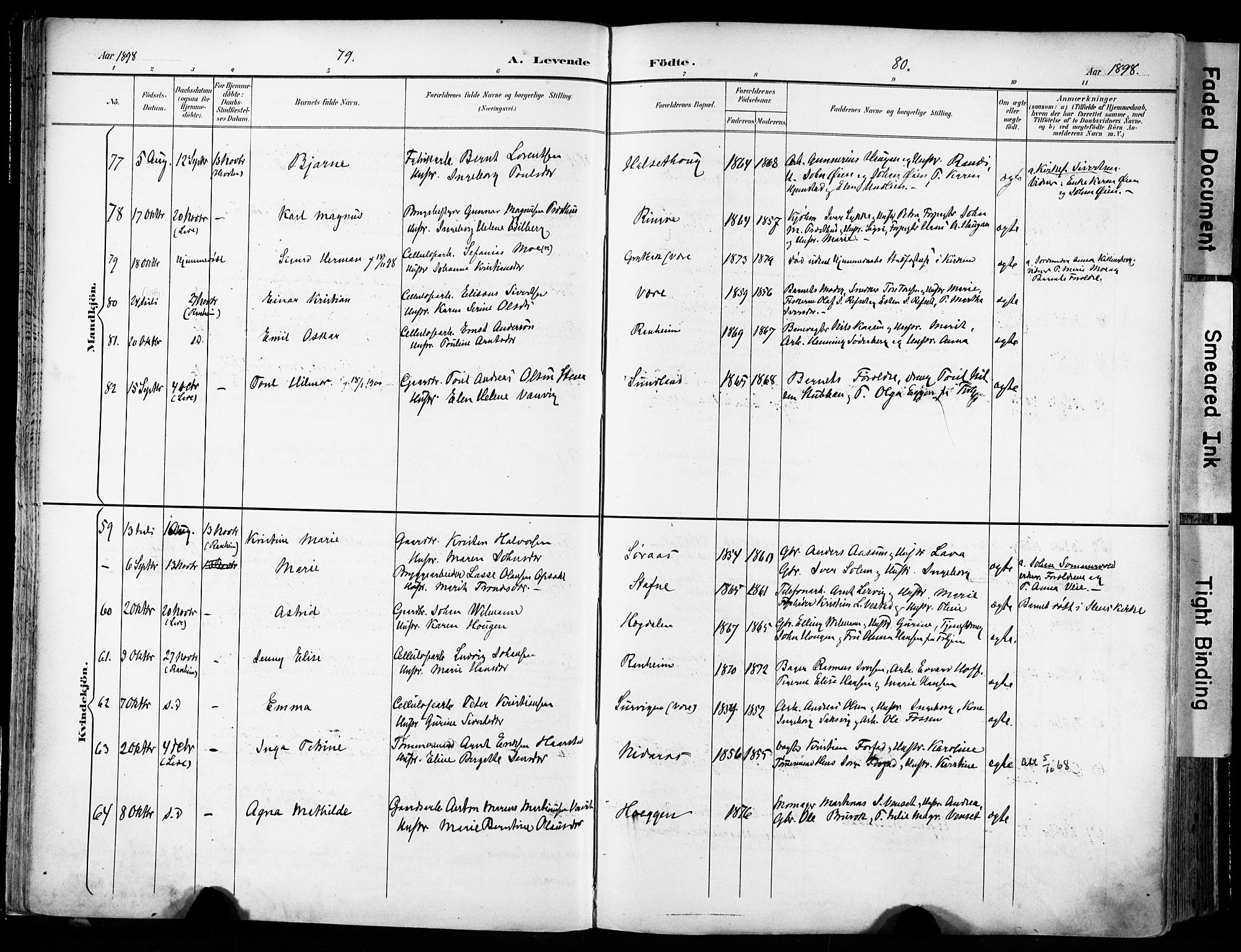Ministerialprotokoller, klokkerbøker og fødselsregistre - Sør-Trøndelag, AV/SAT-A-1456/606/L0301: Parish register (official) no. 606A16, 1894-1907, p. 79-80