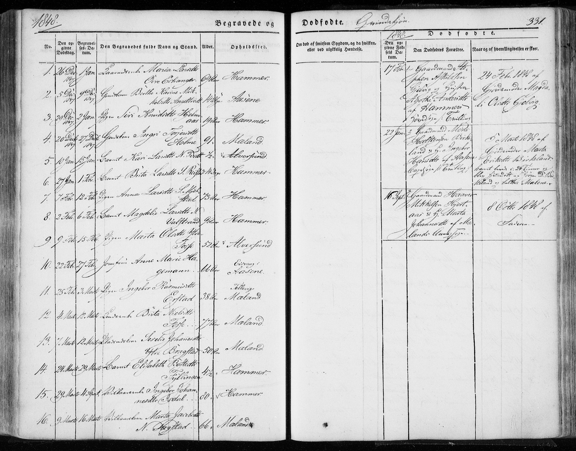 Hamre sokneprestembete, SAB/A-75501/H/Ha/Haa/Haaa/L0013: Parish register (official) no. A 13, 1846-1857, p. 331