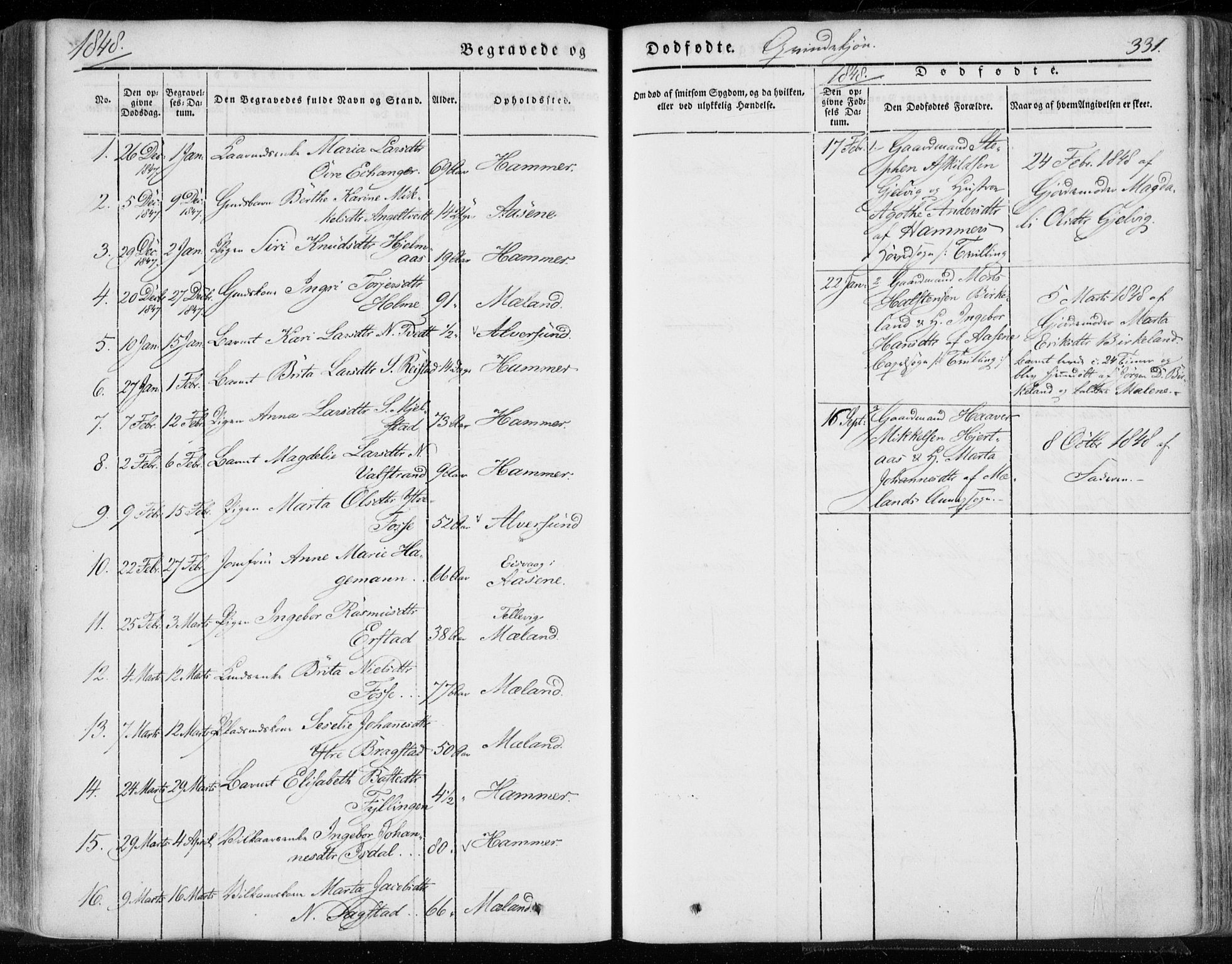 Hamre sokneprestembete, AV/SAB-A-75501/H/Ha/Haa/Haaa/L0013: Parish register (official) no. A 13, 1846-1857, p. 331