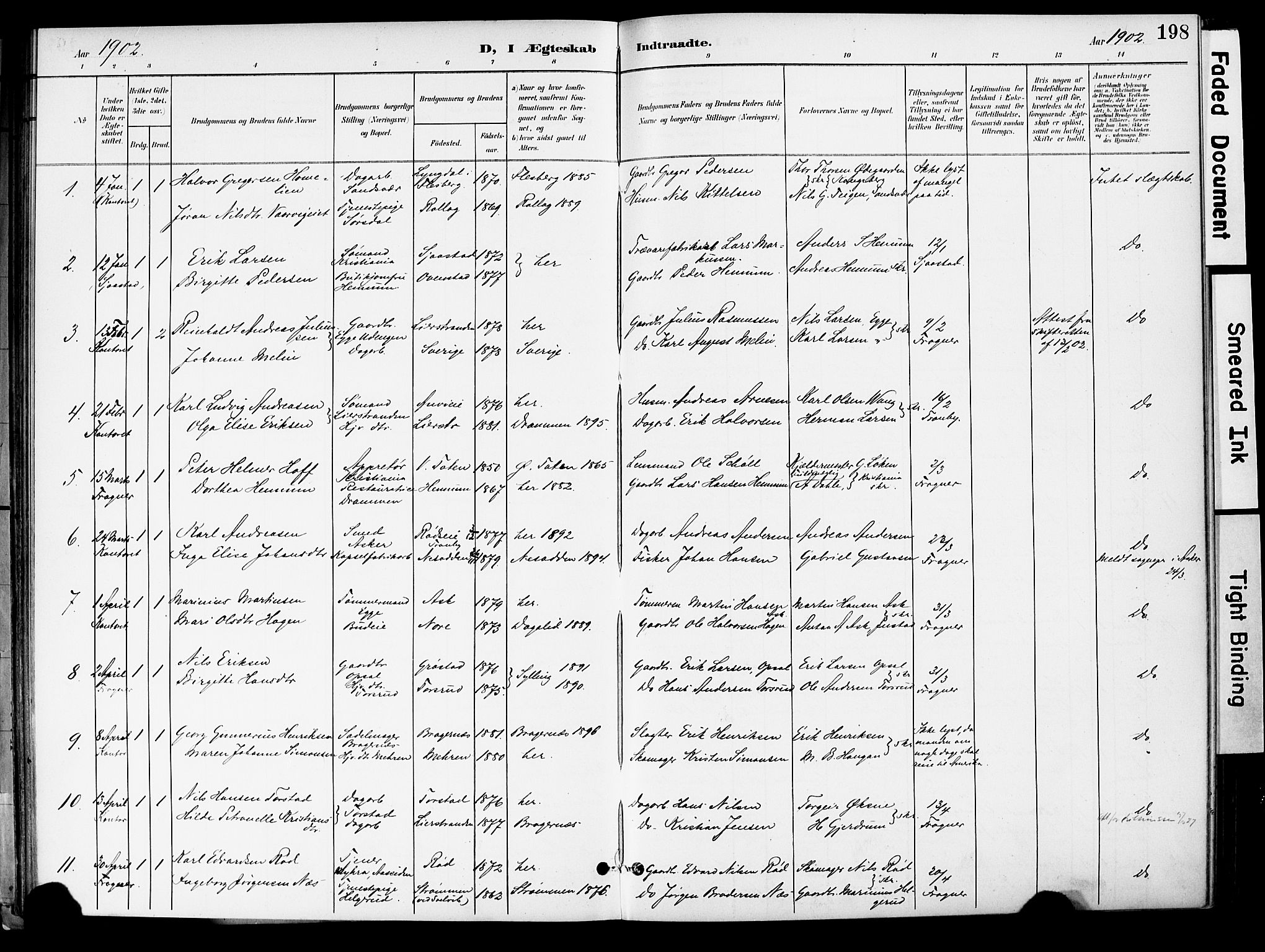 Lier kirkebøker, AV/SAKO-A-230/F/Fa/L0017: Parish register (official) no. I 17, 1901-1908, p. 198