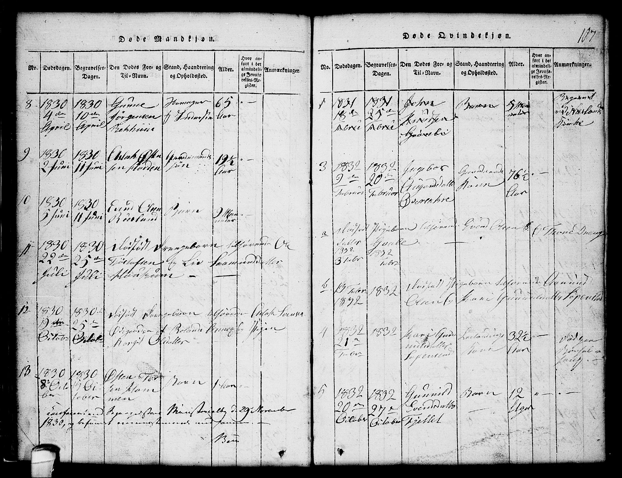 Lårdal kirkebøker, SAKO/A-284/G/Gc/L0001: Parish register (copy) no. III 1, 1815-1854, p. 107