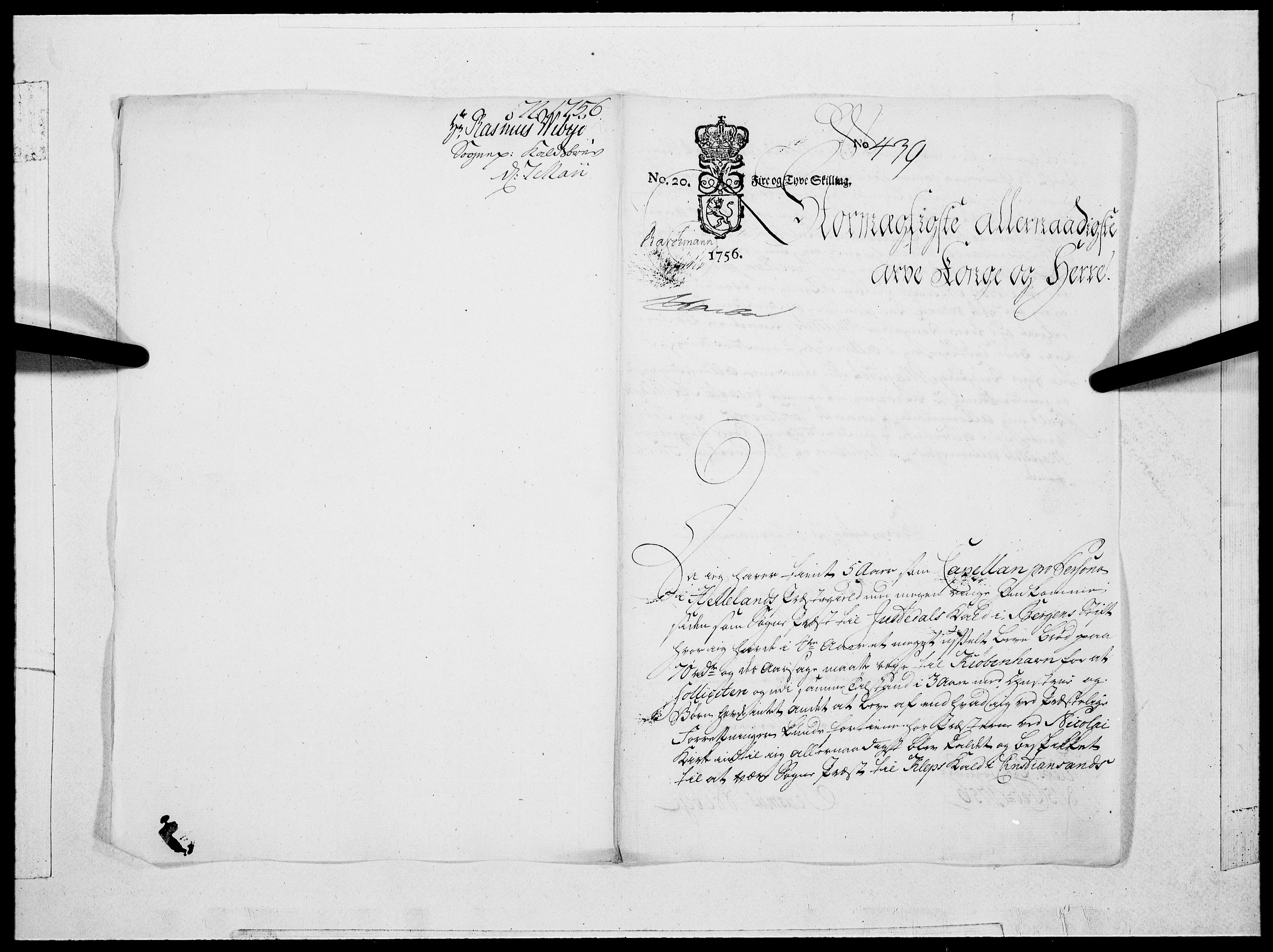 Danske Kanselli 1572-1799, AV/RA-EA-3023/F/Fc/Fcc/Fcca/L0171: Norske innlegg 1572-1799, 1756, p. 408