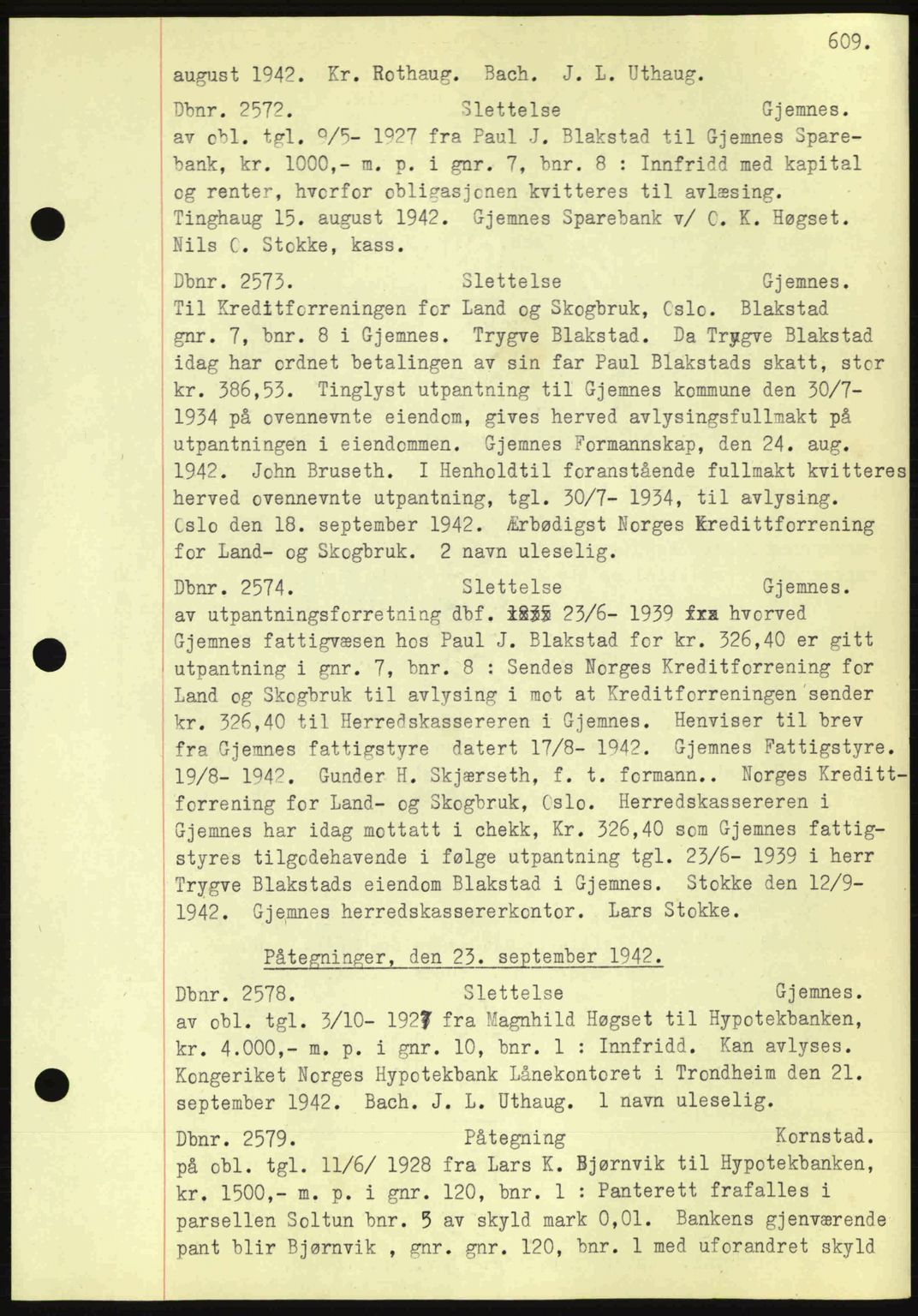 Nordmøre sorenskriveri, AV/SAT-A-4132/1/2/2Ca: Mortgage book no. C81, 1940-1945, Diary no: : 2572/1942