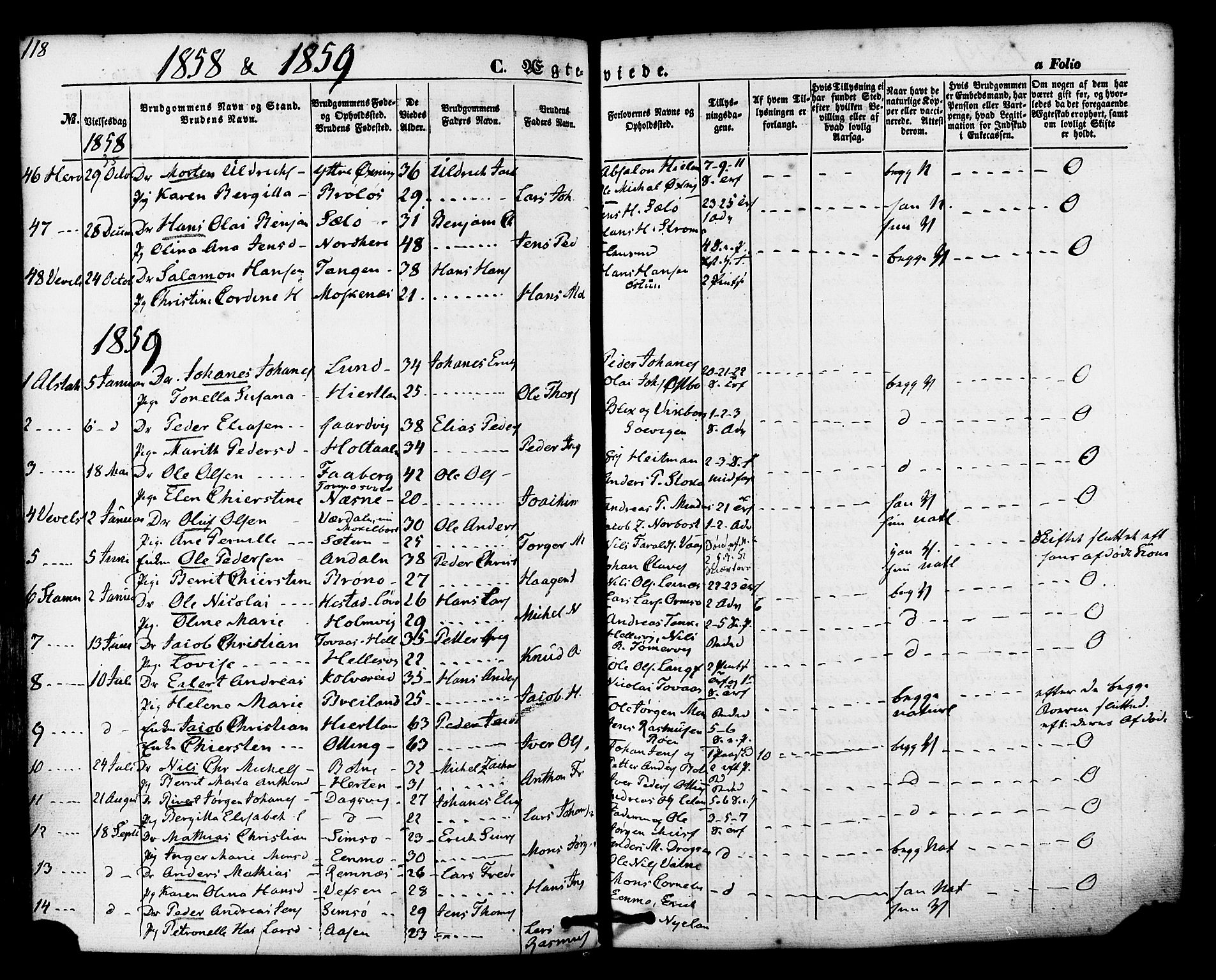 Ministerialprotokoller, klokkerbøker og fødselsregistre - Nordland, AV/SAT-A-1459/830/L0448: Parish register (official) no. 830A12, 1855-1878, p. 118