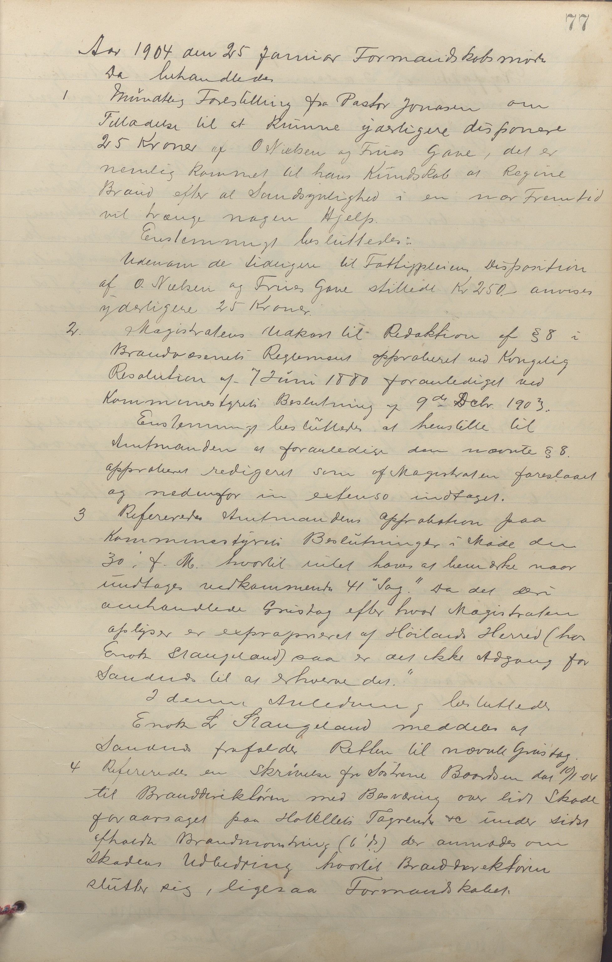 Sandnes kommune - Formannskapet og Bystyret, IKAR/K-100188/Aa/L0006: Møtebok, 1902-1909, p. 77