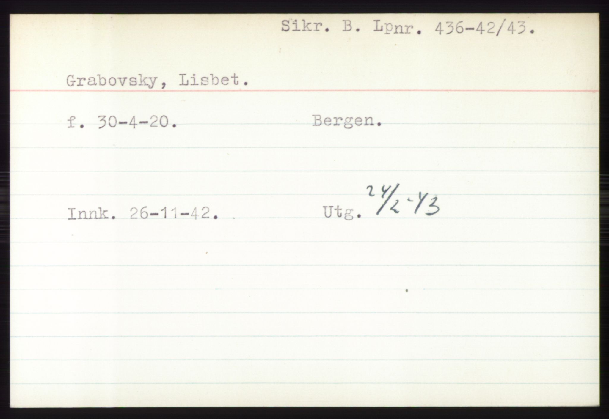 Statspolitiet - Hovedkontoret / Osloavdelingen, AV/RA-S-1329/C/Ck/Cke/L0003: Fangeregister; etternavn G - K, 1941-1945, p. 76