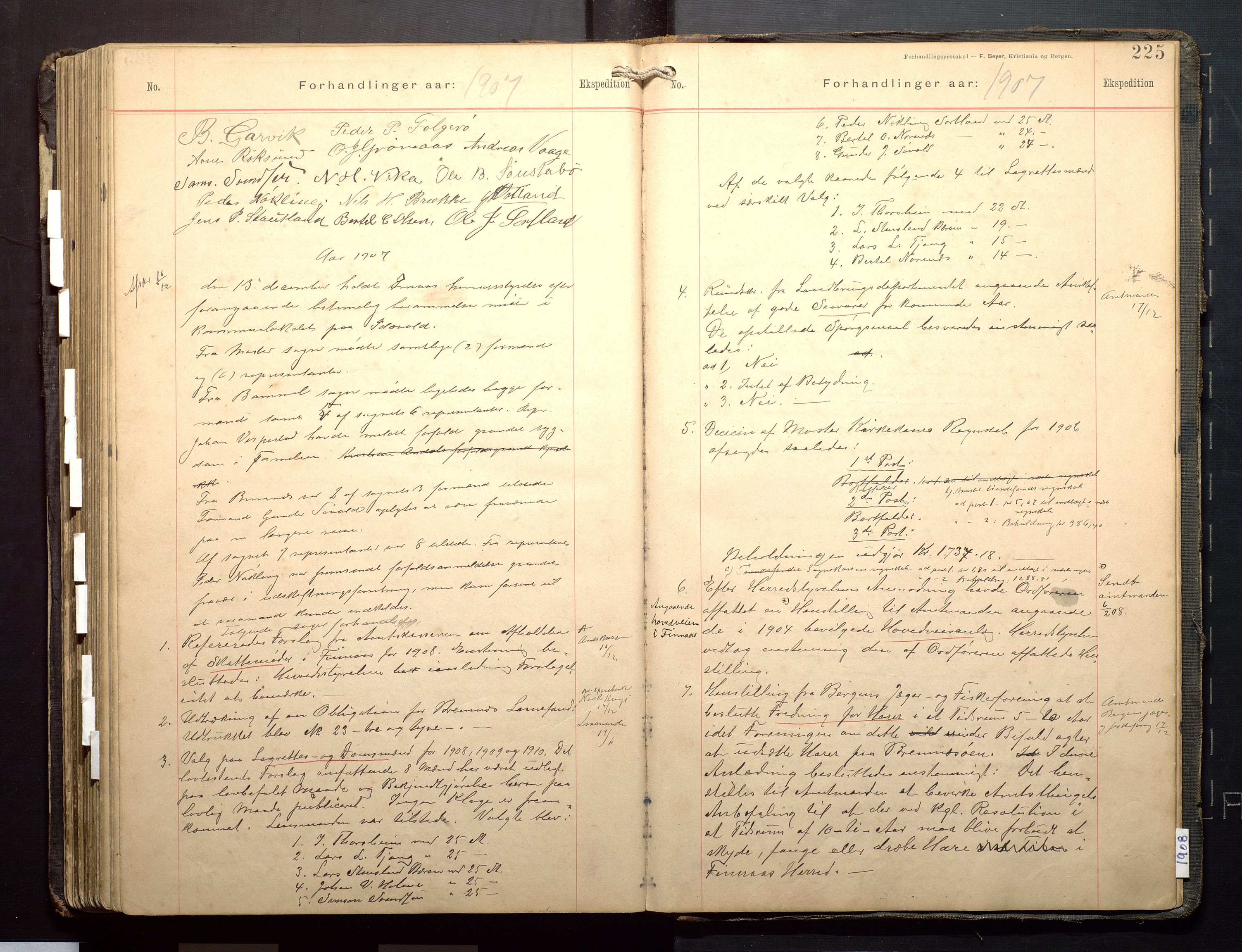 Finnaas kommune. Formannskapet, IKAH/1218a-021/A/Aa/L0003: Møtebok for formannskap, heradsstyre og soknestyre, 1896-1908, p. 225