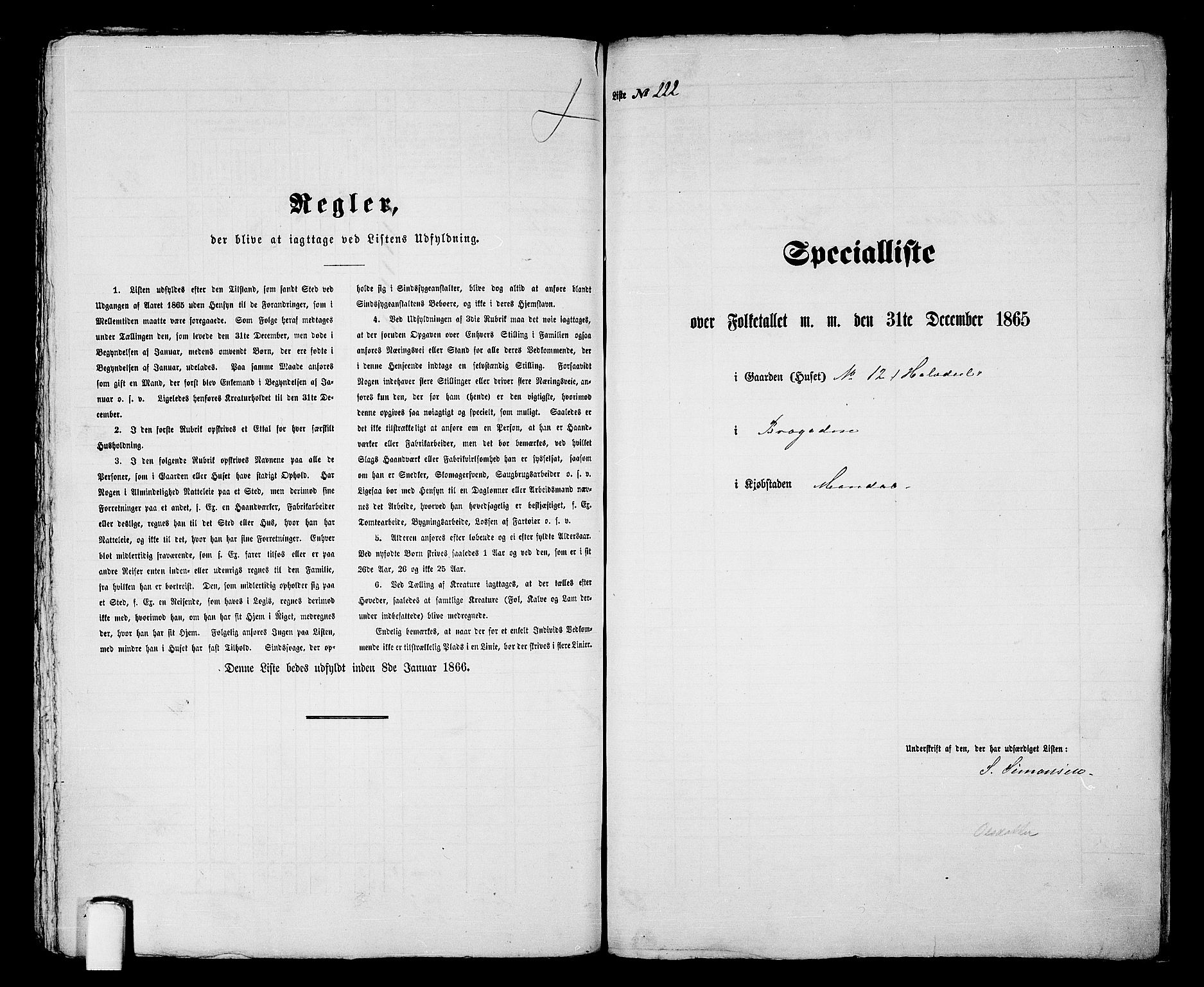 RA, 1865 census for Mandal/Mandal, 1865, p. 446