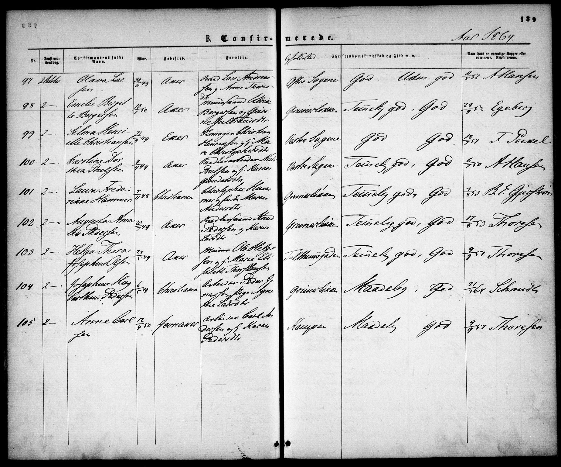 Gamle Aker prestekontor Kirkebøker, AV/SAO-A-10617a/F/L0001: Parish register (official) no. 1, 1861-1865, p. 139