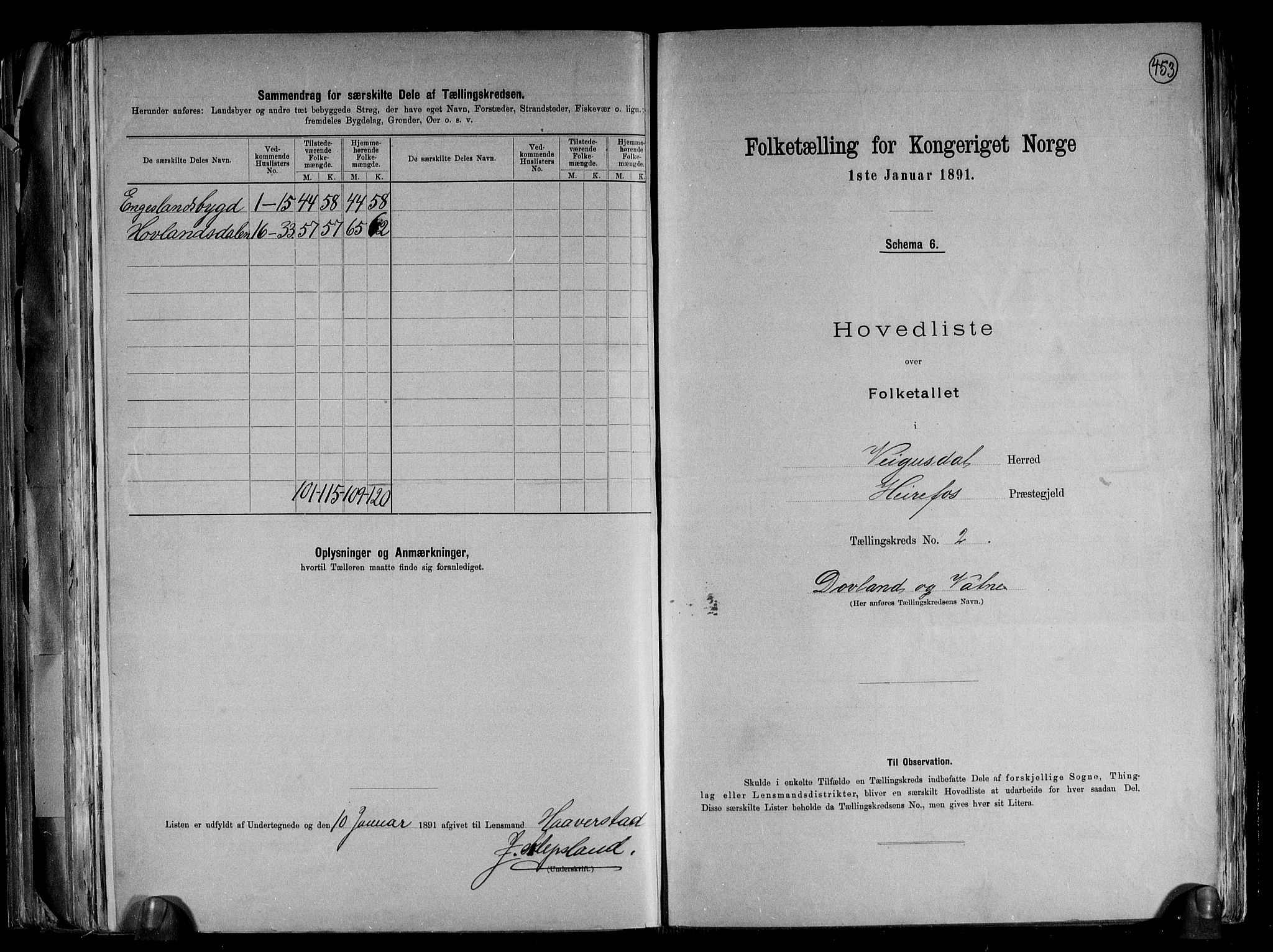 RA, 1891 census for 0934 Vegusdal, 1891, p. 7