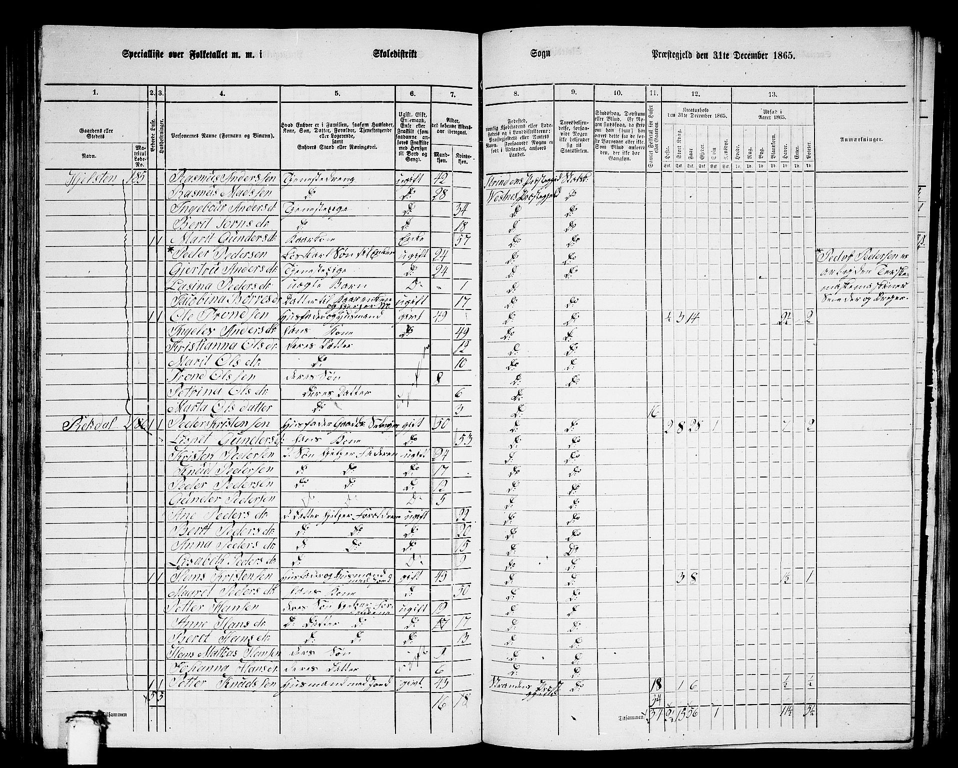 RA, 1865 census for Vestnes, 1865, p. 128