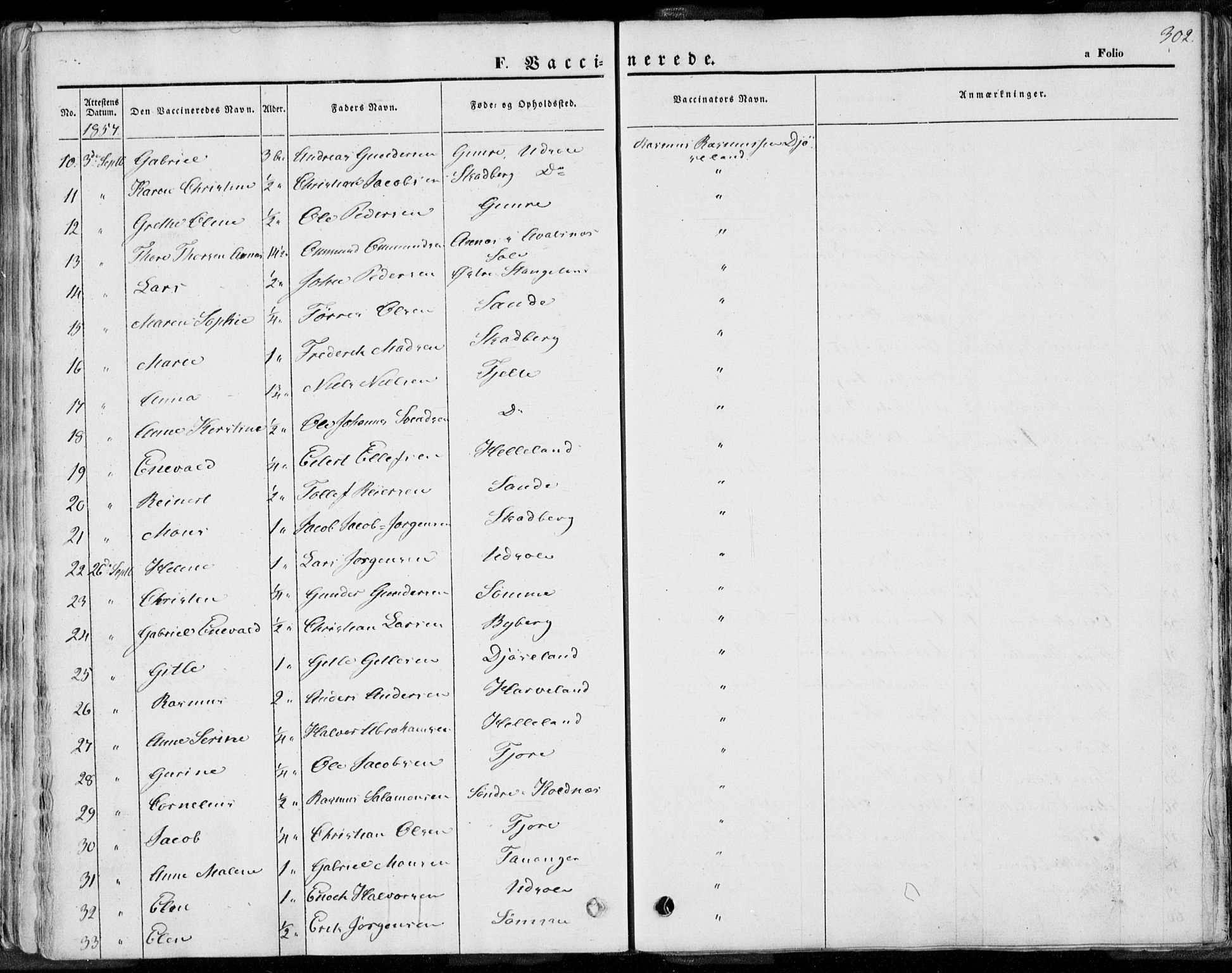 Håland sokneprestkontor, AV/SAST-A-101802/001/30BA/L0008: Parish register (official) no. A 7.2, 1854-1870, p. 302